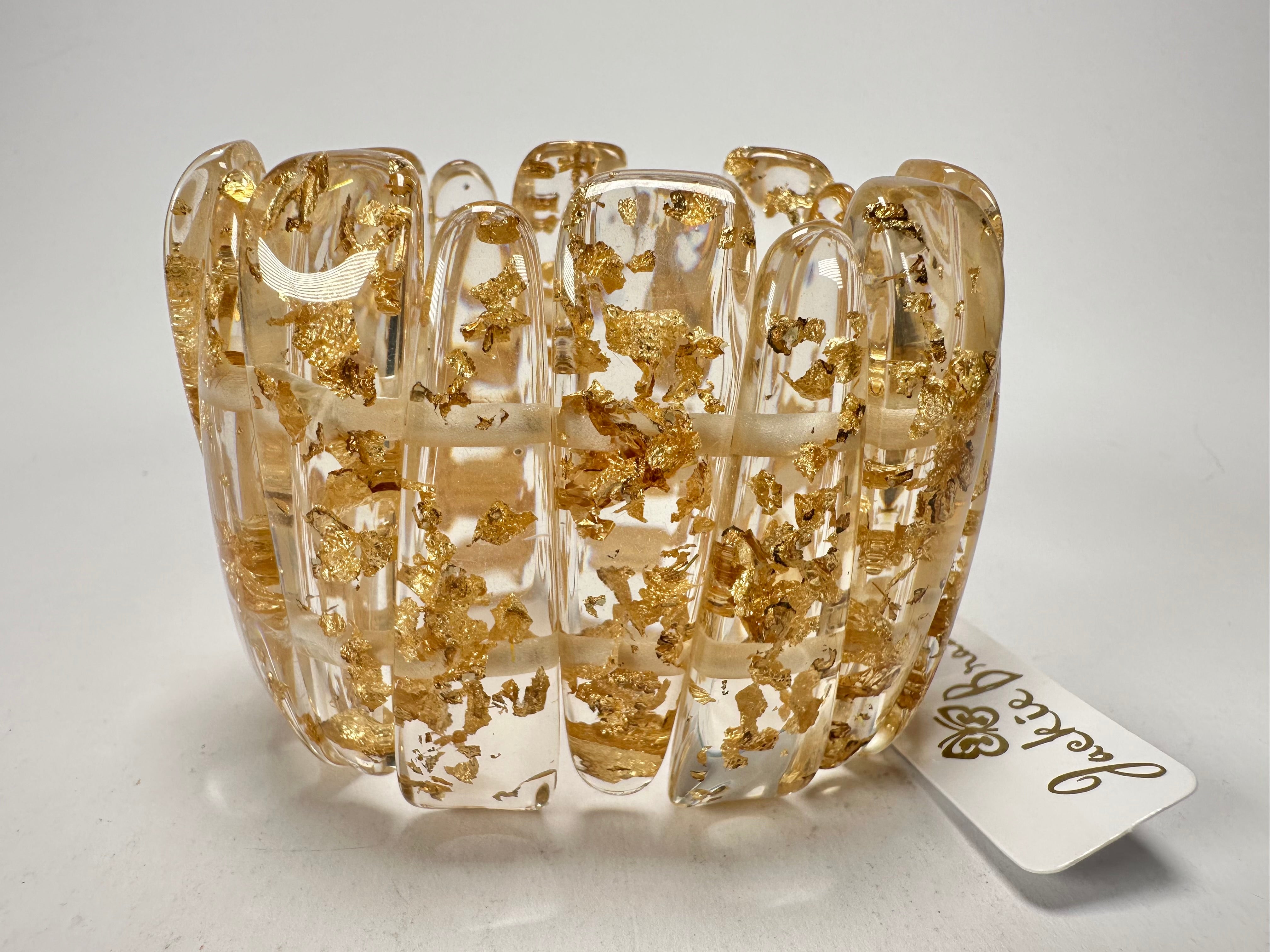 Jackie Brazil "Tulip" Gold Flakes Elasticated Bracelet ( B0026 )