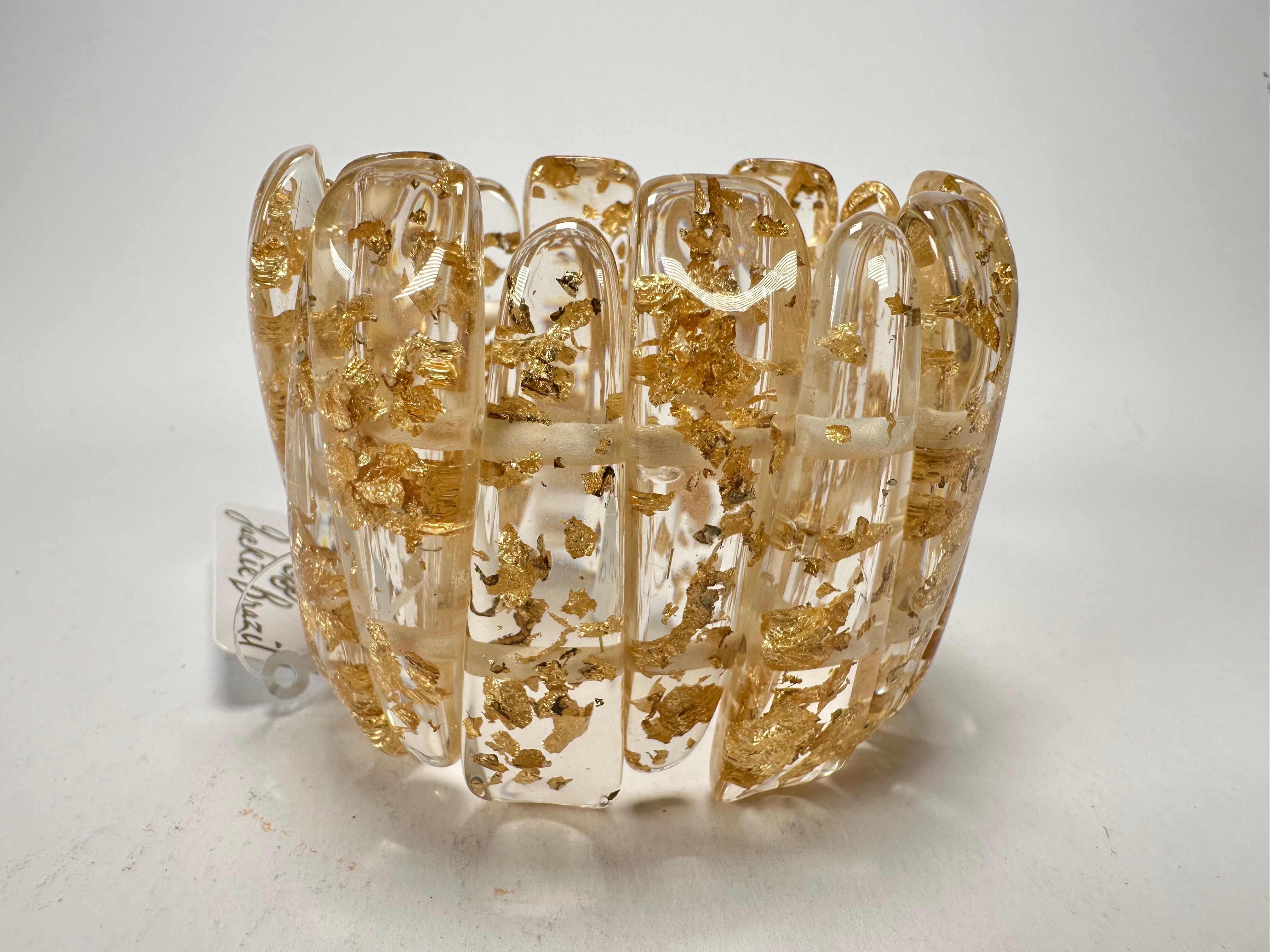 Jackie Brazil "Tulip" Gold Flakes Elasticated Bracelet ( B0026 )