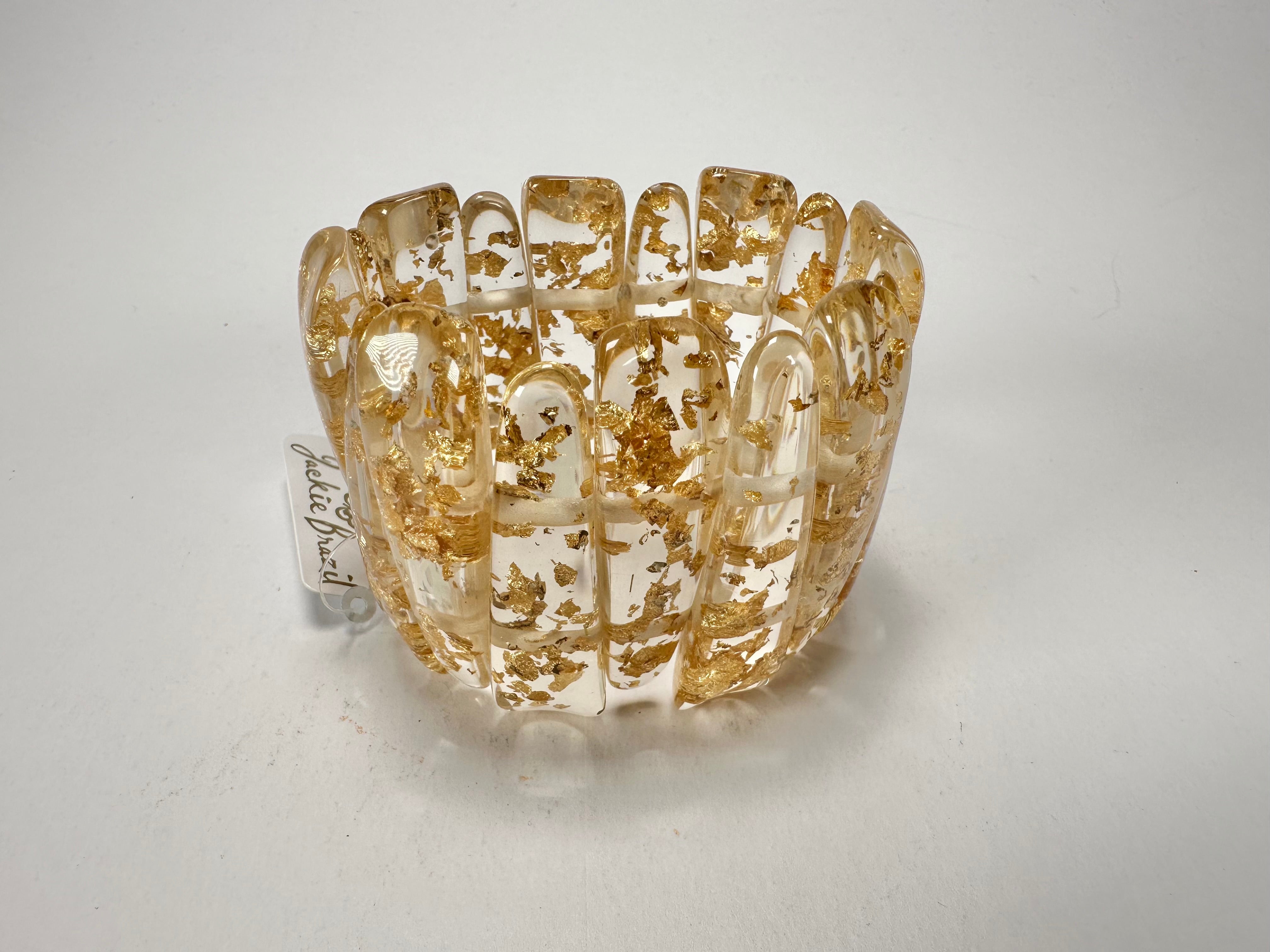 Jackie Brazil "Tulip" Gold Flakes Elasticated Bracelet ( B0026 )