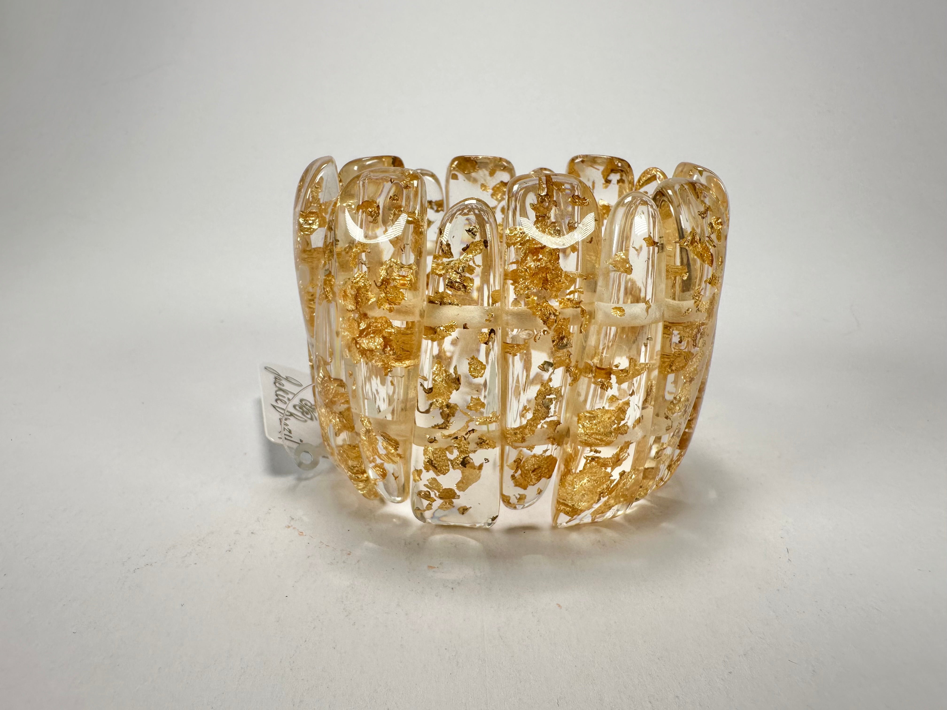 Jackie Brazil "Tulip" Gold Flakes Elasticated Bracelet ( B0026 )