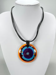 Jackie Brazil "Cat Eye" Liquorice Disk On 3 Cords Mix Colours Choker Necklace ( N1335 )
