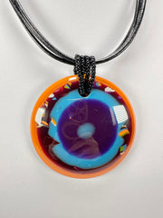 Jackie Brazil "Cat Eye" Liquorice Disk On 3 Cords Mix Colours Choker Necklace ( N1335 )