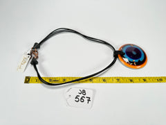 Jackie Brazil "Cat Eye" Liquorice Disk On 3 Cords Mix Colours Choker Necklace ( N1335 )