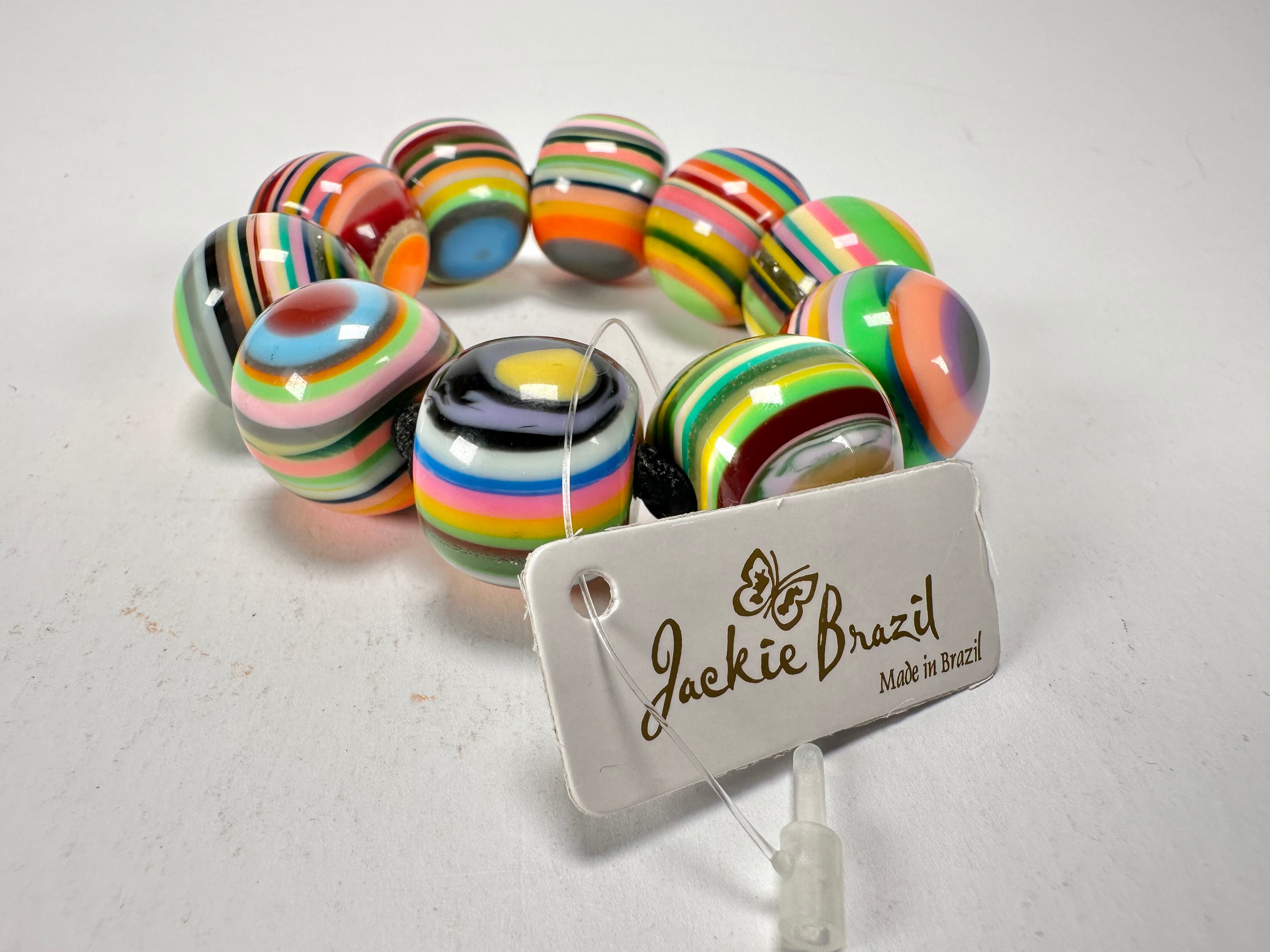 Jackie Brazil "Cat Eyes" Liquorice Allsorts Balls Mix Colours Resin Bracelet ( B0885 )