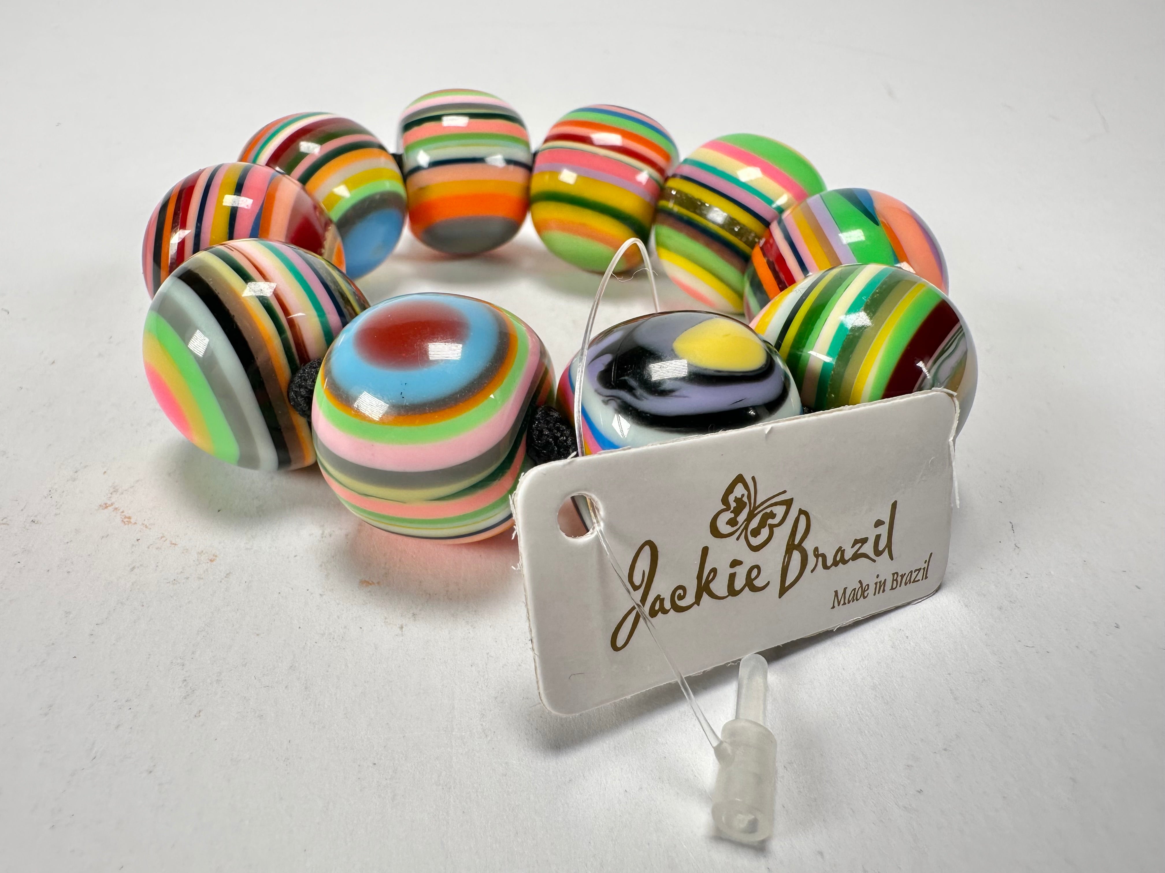 Jackie Brazil "Cat Eyes" Liquorice Allsorts Balls Mix Colours Resin Bracelet ( B0885 )