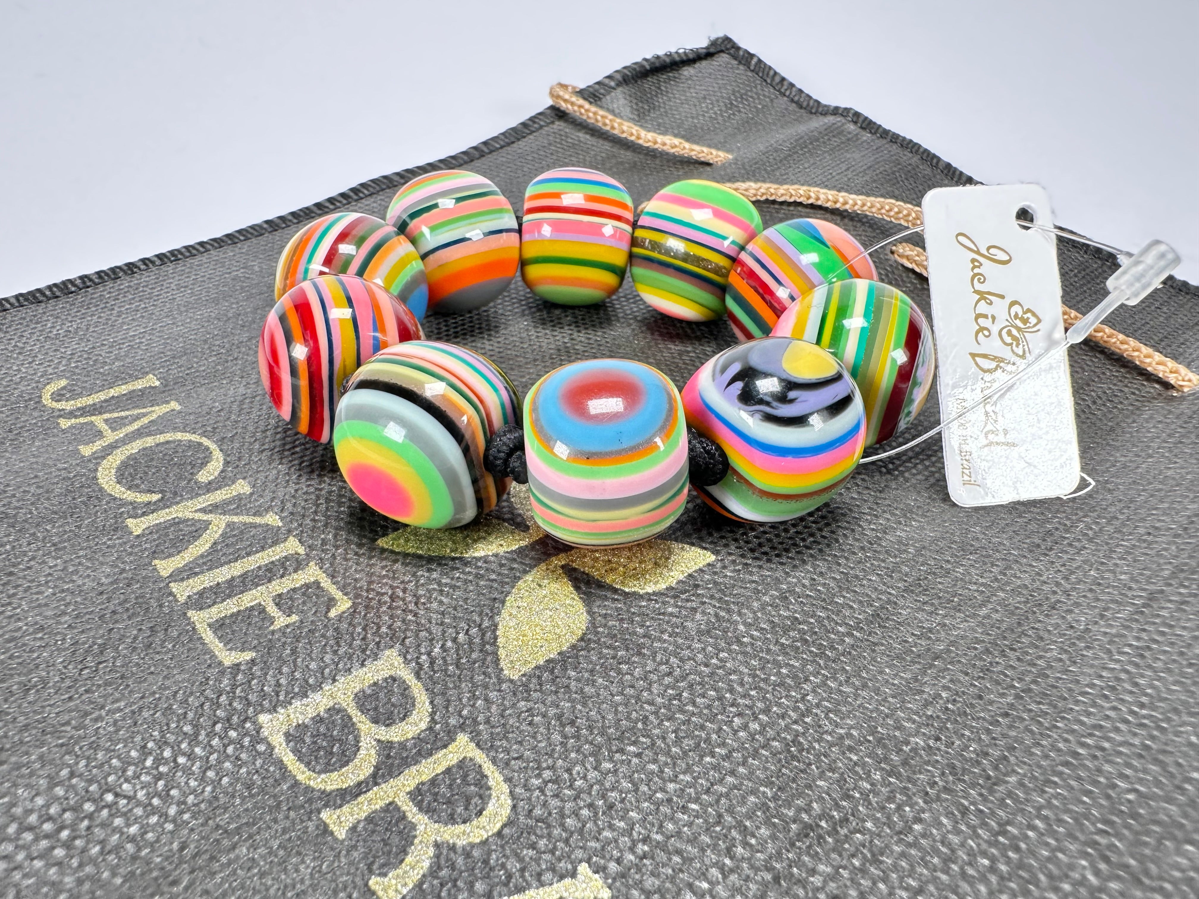 Jackie Brazil "Cat Eyes" Liquorice Allsorts Balls Mix Colours Resin Bracelet ( B0885 )