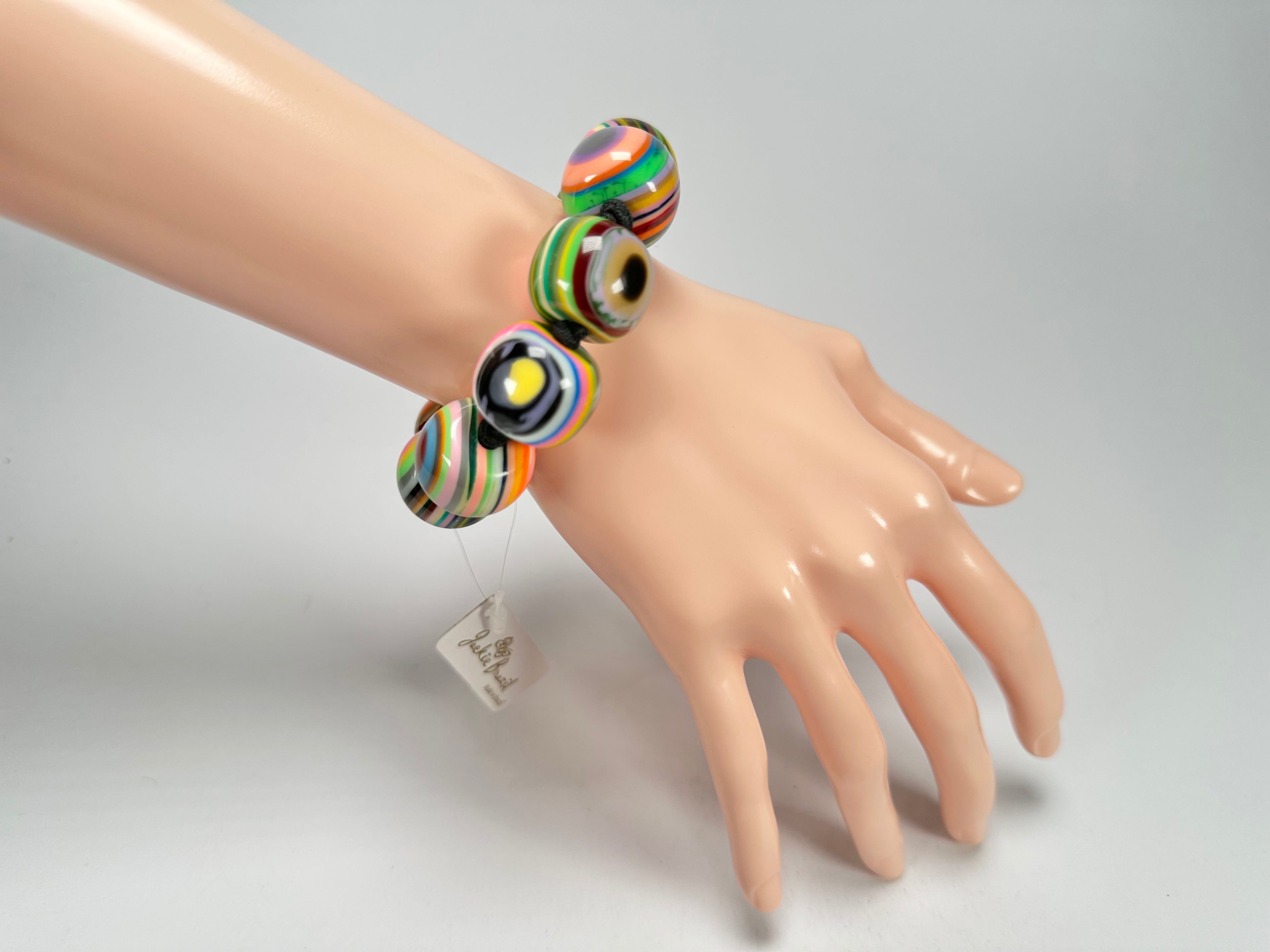 Jackie Brazil "Cat Eyes" Liquorice Allsorts Balls Mix Colours Resin Bracelet ( B0885 )