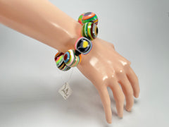 Jackie Brazil "Cat Eyes" Liquorice Allsorts Balls Mix Colours Resin Bracelet ( B0885 )
