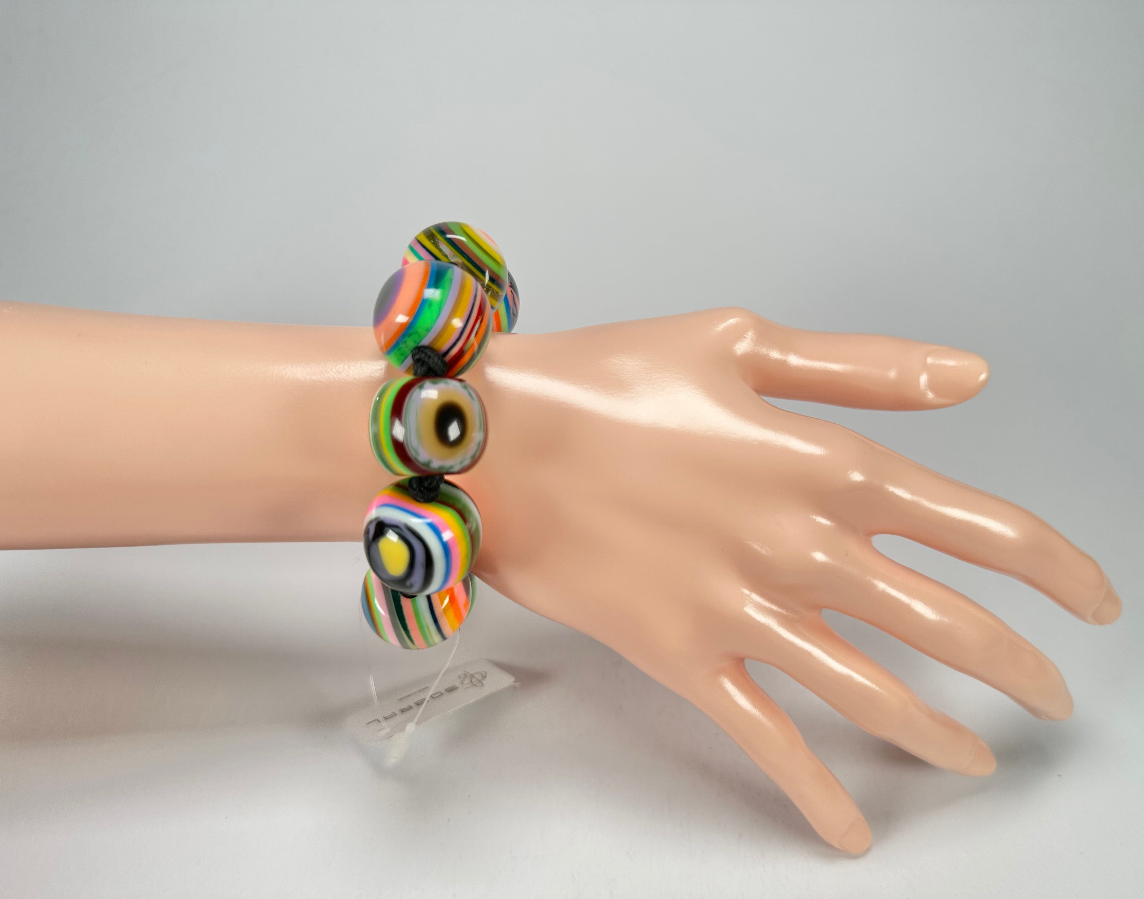 Jackie Brazil "Cat Eyes" Liquorice Allsorts Balls Mix Colours Resin Bracelet ( B0885 )
