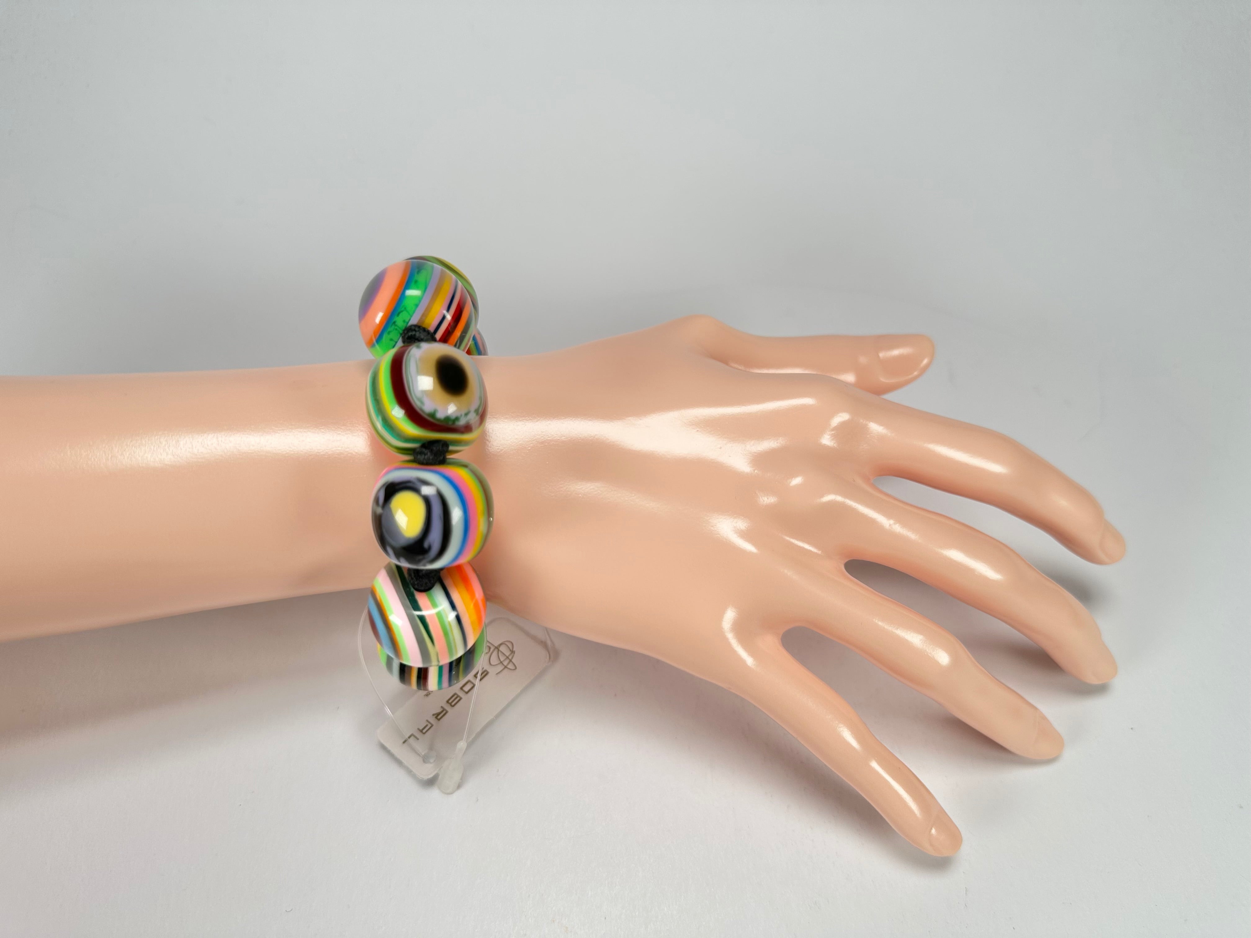 Jackie Brazil "Cat Eyes" Liquorice Allsorts Balls Mix Colours Resin Bracelet ( B0885 )