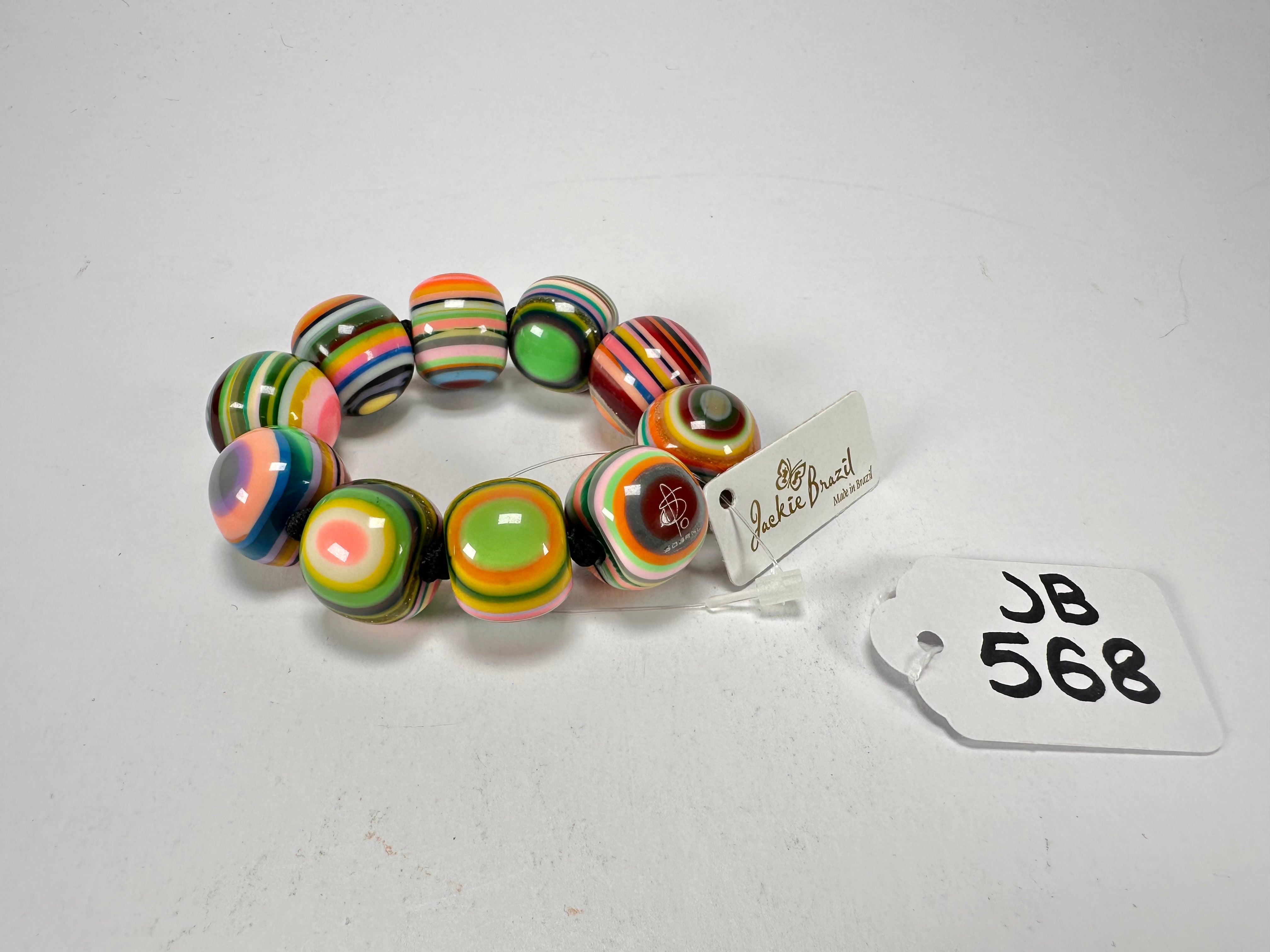 Jackie Brazil "Cat Eyes" Liquorice Allsorts Balls Mix Colours Resin Bracelet ( B0885 )