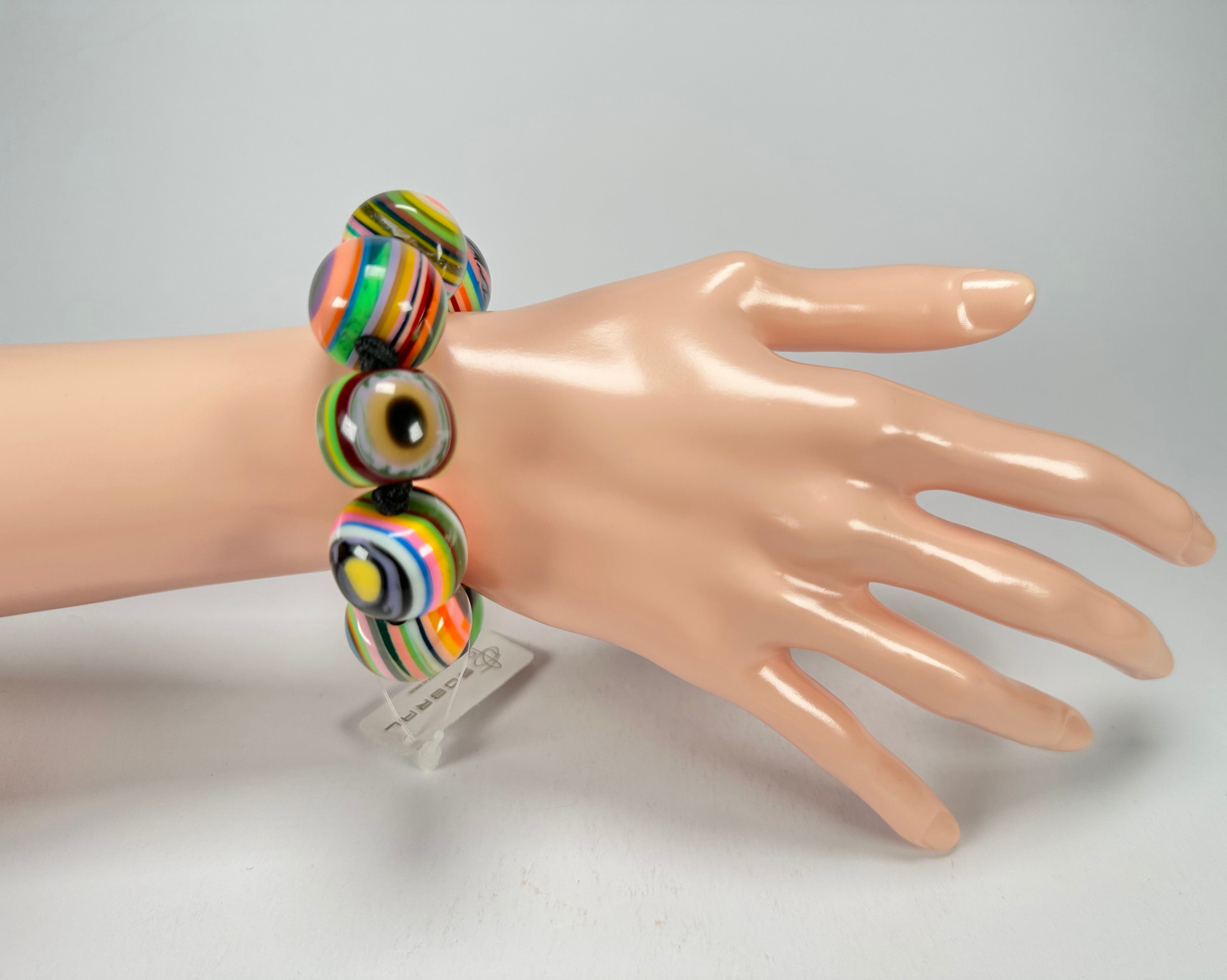 Jackie Brazil "Cat Eyes" Liquorice Allsorts Balls Mix Colours Resin Bracelet ( B0885 )