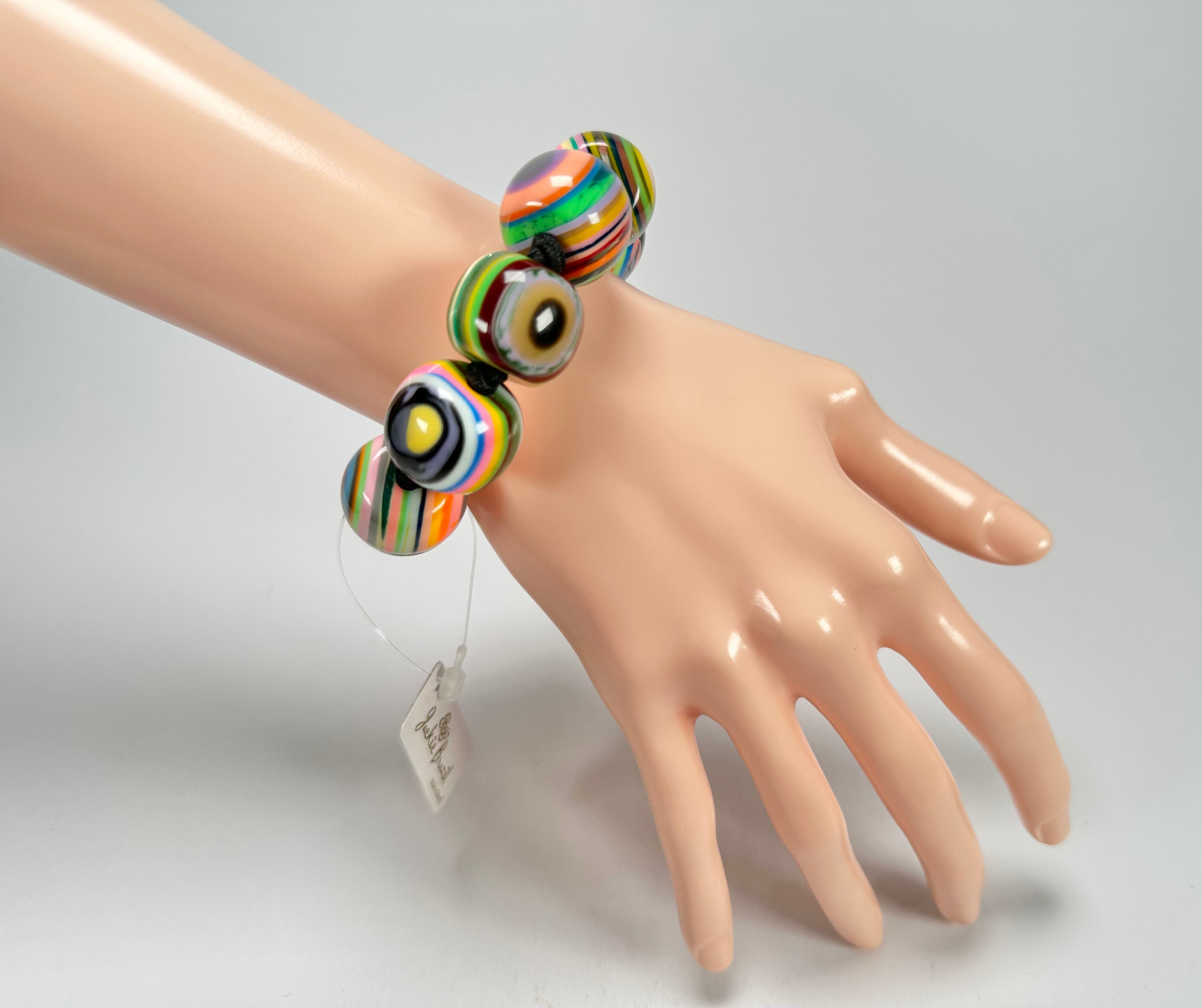 Jackie Brazil "Cat Eyes" Liquorice Allsorts Balls Mix Colours Resin Bracelet ( B0885 )