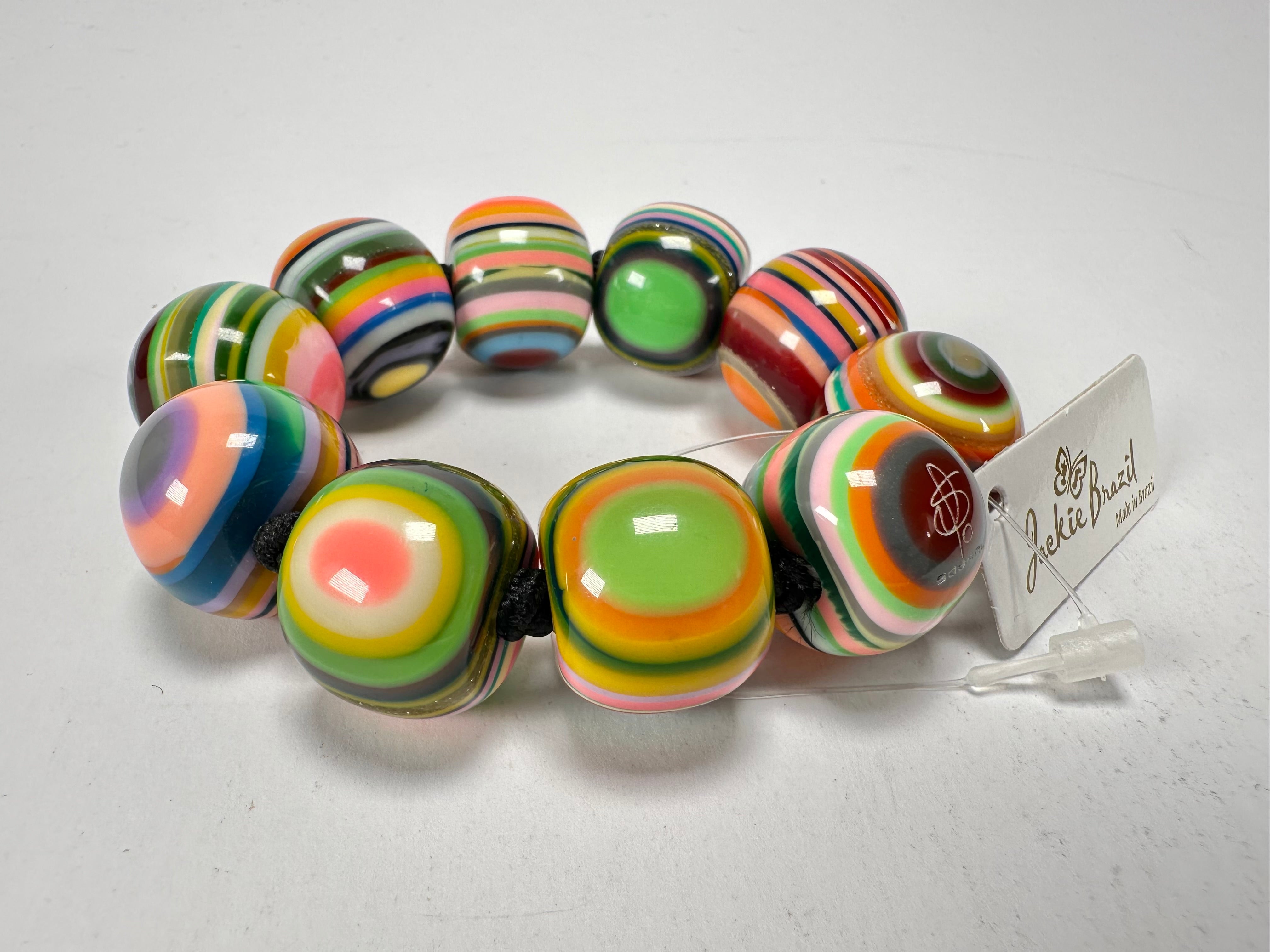 Jackie Brazil "Cat Eyes" Liquorice Allsorts Balls Mix Colours Resin Bracelet ( B0885 )