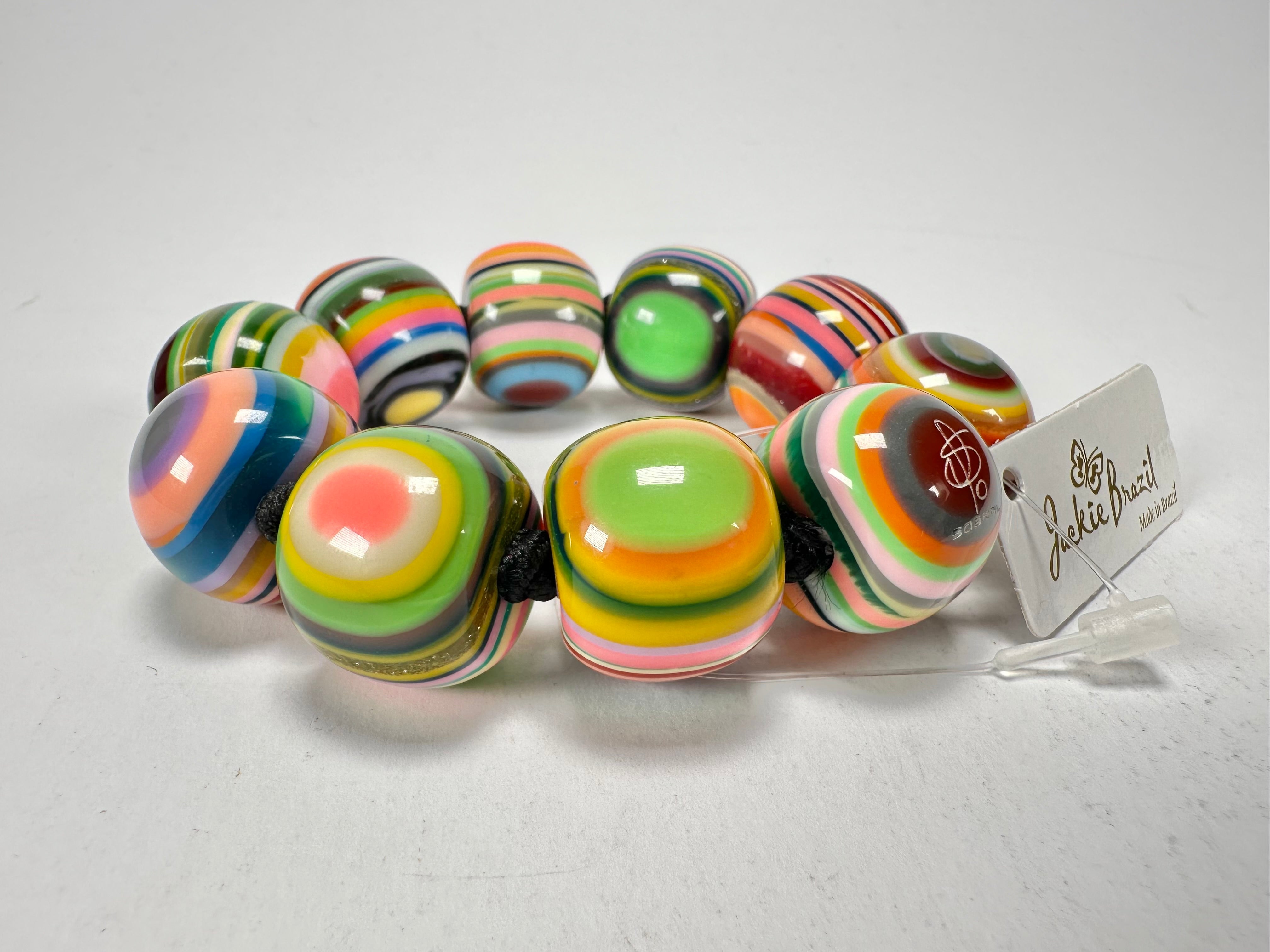 Jackie Brazil "Cat Eyes" Liquorice Allsorts Balls Mix Colours Resin Bracelet ( B0885 )