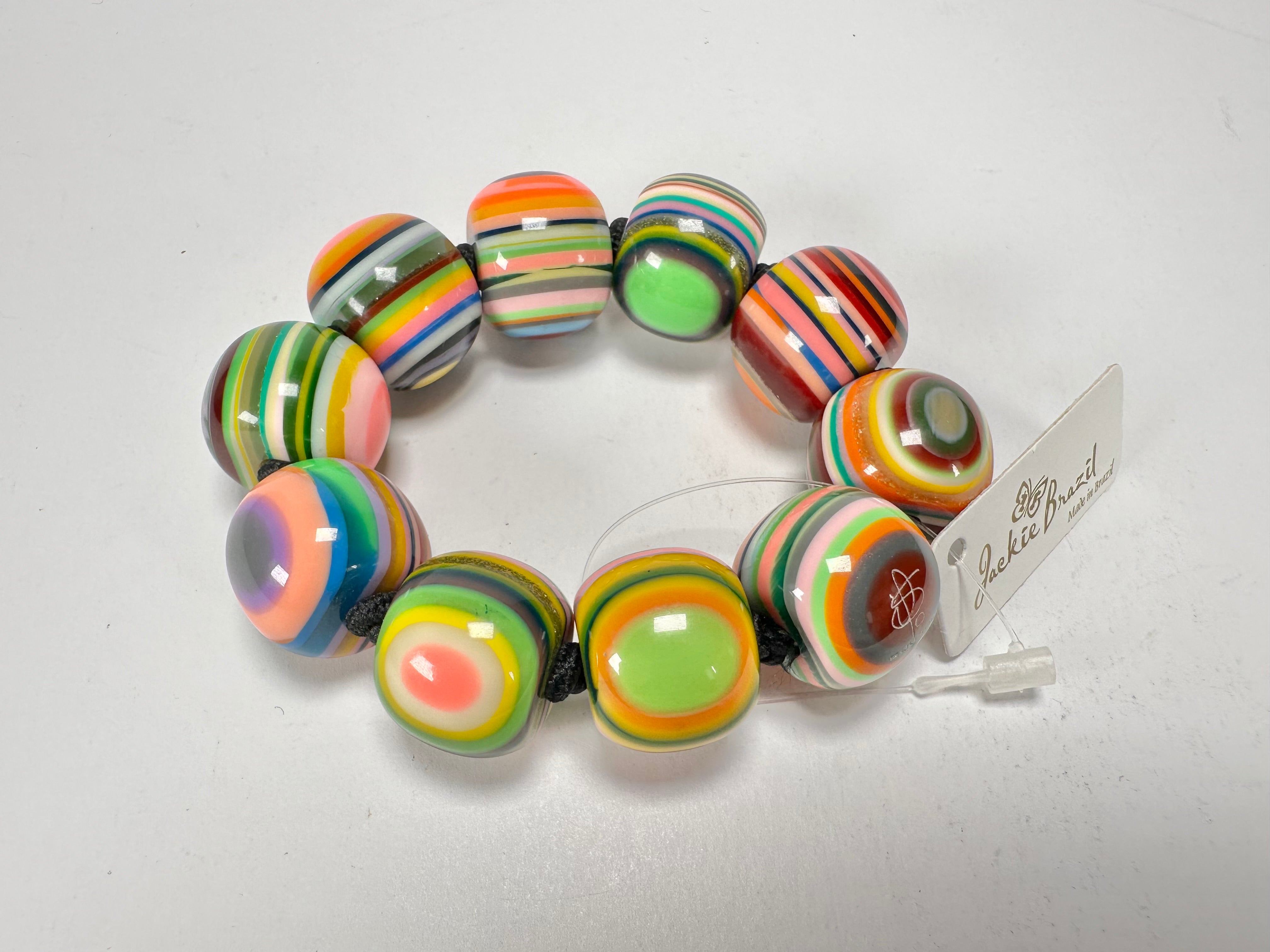 Jackie Brazil "Cat Eyes" Liquorice Allsorts Balls Mix Colours Resin Bracelet ( B0885 )