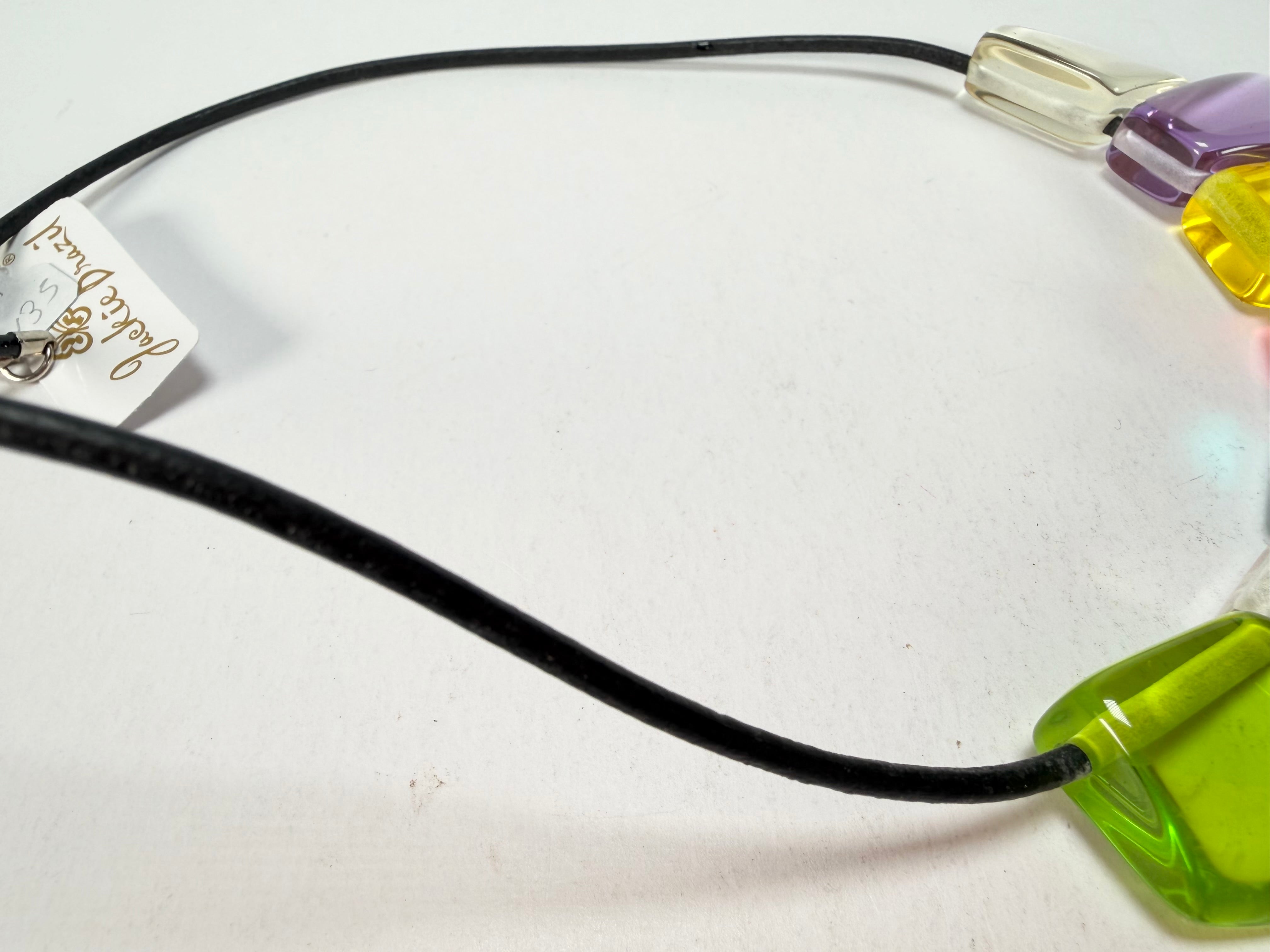 Jackie Brazil "Bella" Transparent Summer Mix 7 Piece on Leather Cord Choker Necklace ( N0035 )