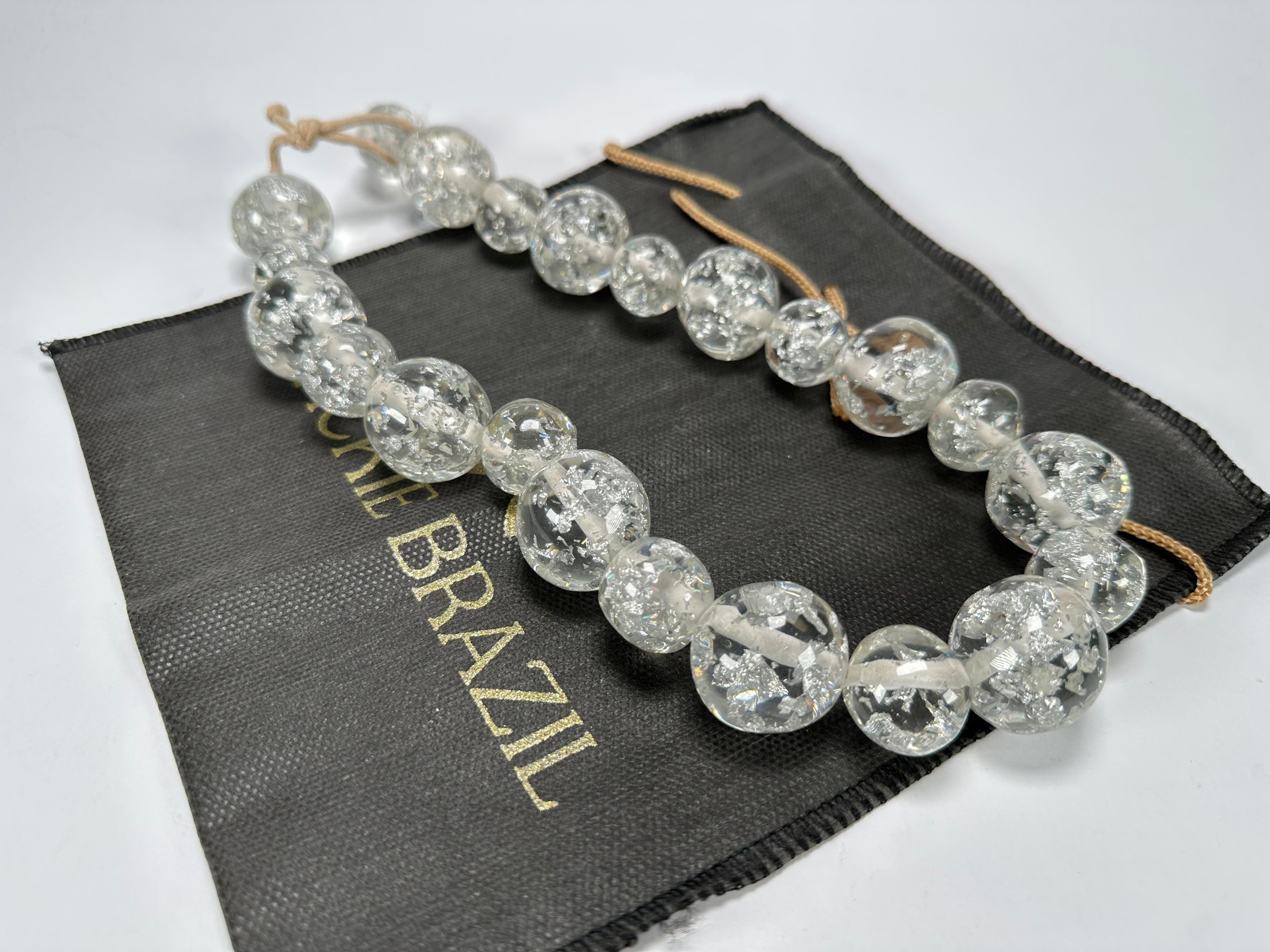 Jackie Brazil "Large spheres"  Short Abstract Silver Flakes Necklace 50cm ( N2692 )