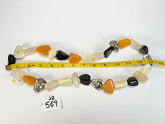Jackie Brazil "Diamonds" Seasons Mix Flintstone Bone 80cm Necklace ( N0080 )
