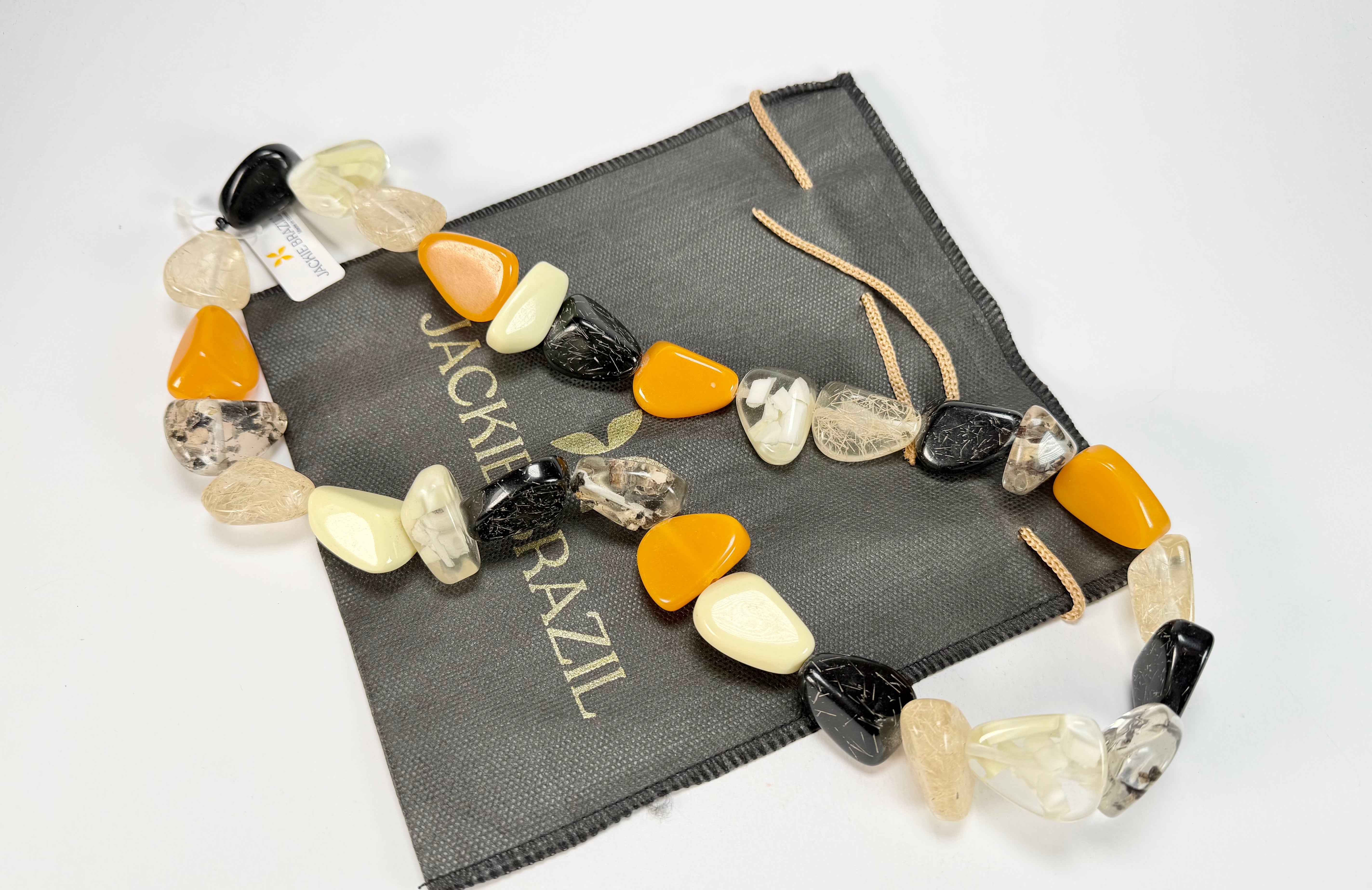 Jackie Brazil "Diamonds" Seasons Mix Flintstone Bone 80cm Necklace ( N0080 )