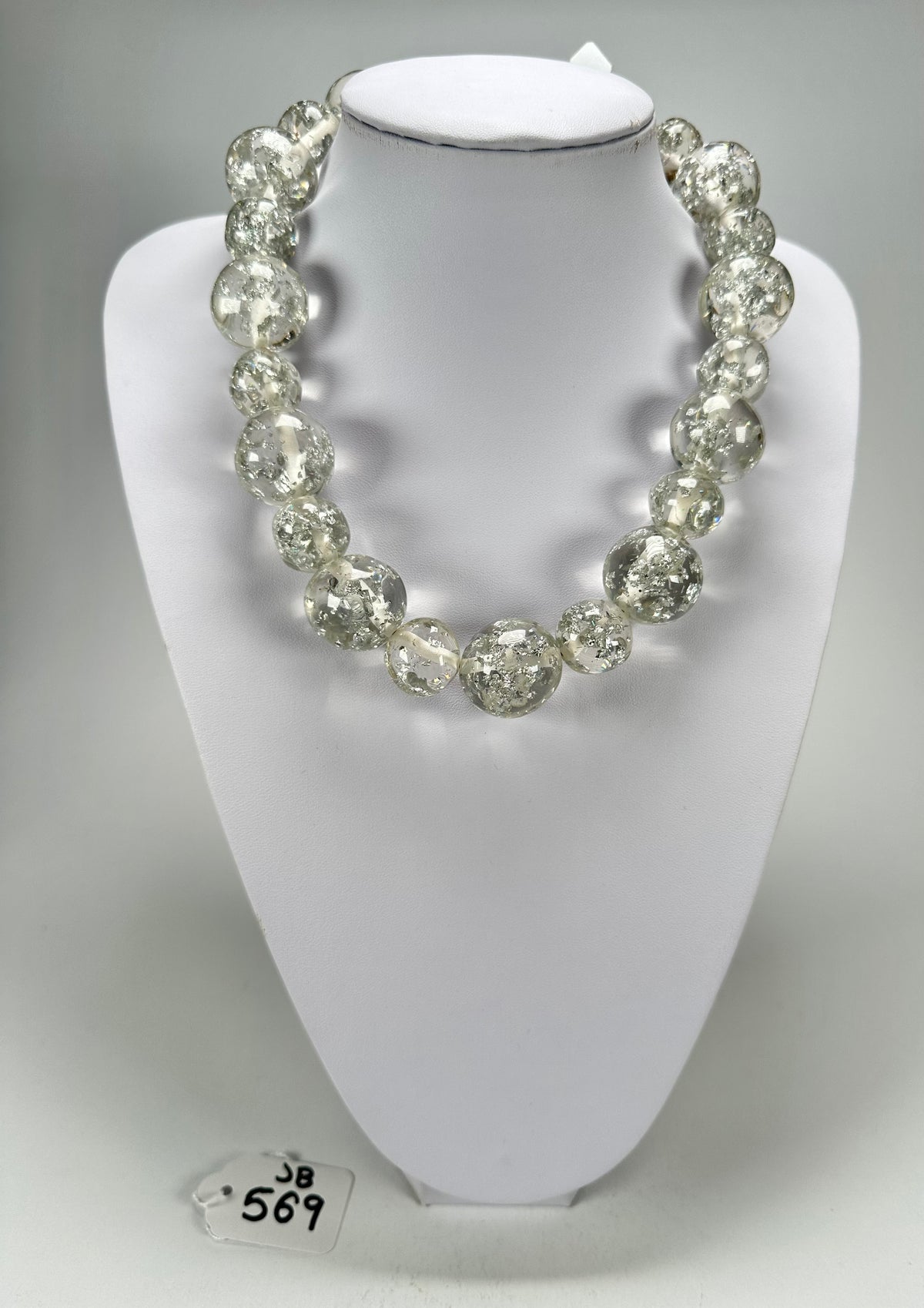 Jackie Brazil "Large spheres"  Short Abstract Silver Flakes Necklace 50cm ( N2692 )