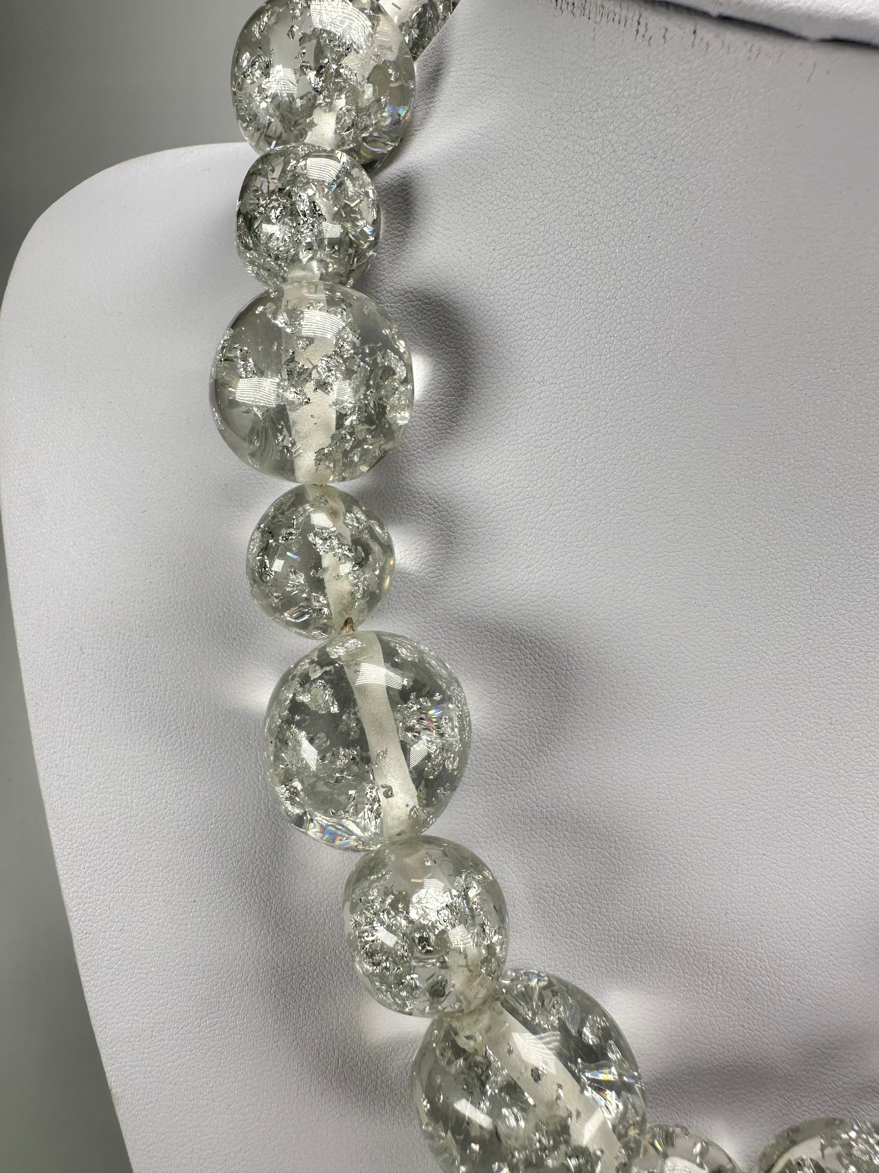 Jackie Brazil "Large spheres"  Short Abstract Silver Flakes Necklace 50cm ( N2692 )