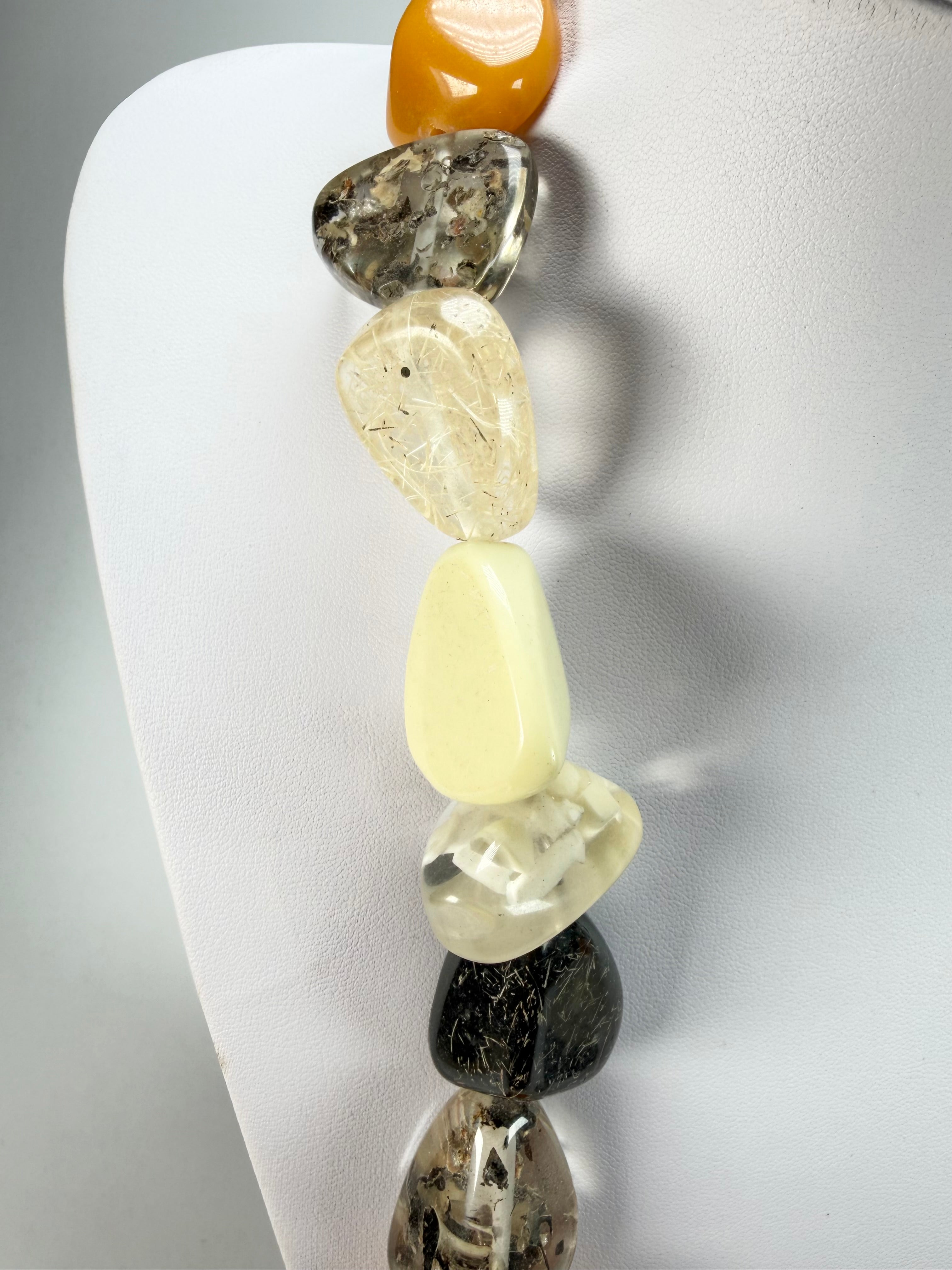 Jackie Brazil "Diamonds" Seasons Mix Flintstone Bone 80cm Necklace ( N0080 )