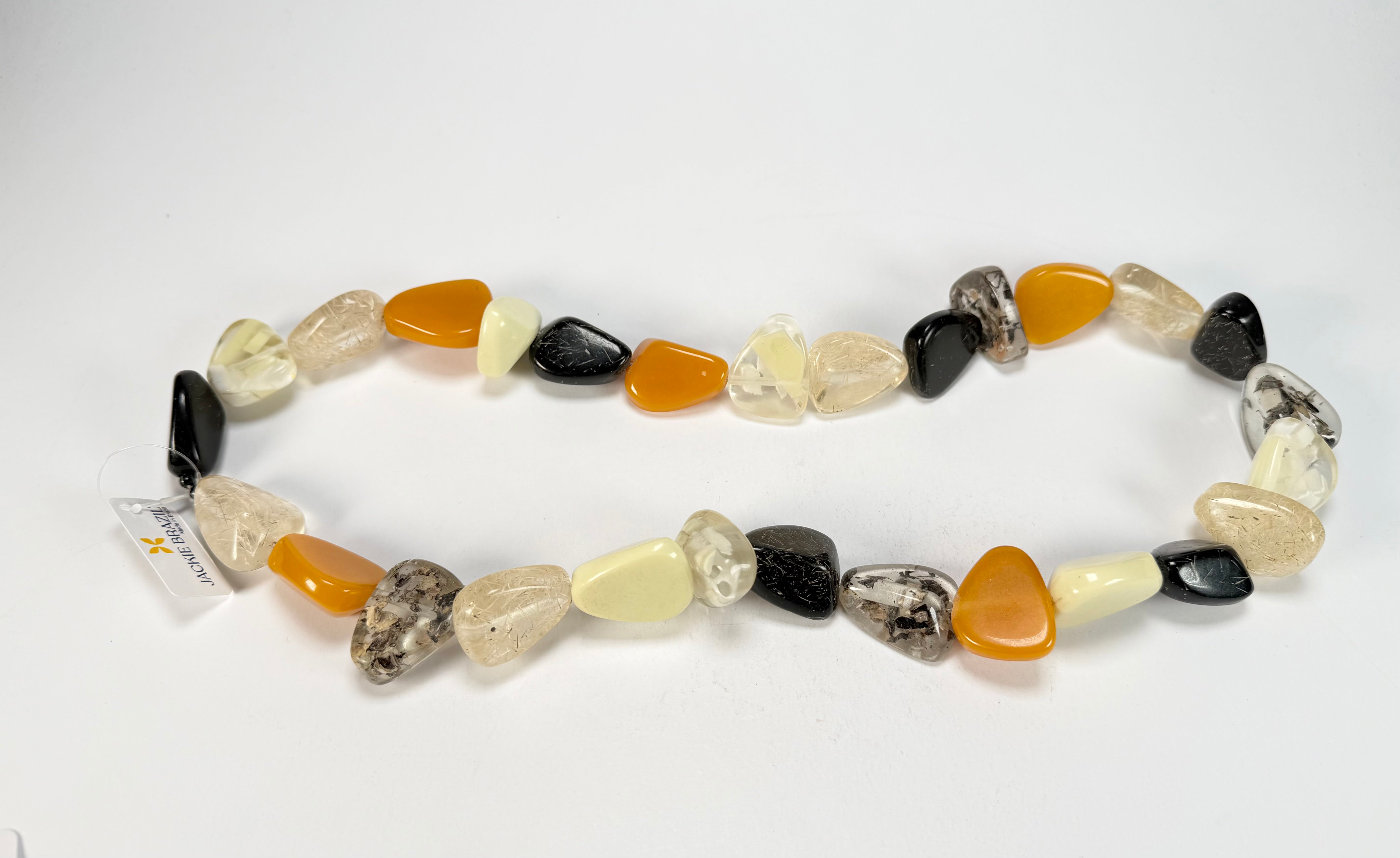 Jackie Brazil "Diamonds" Seasons Mix Flintstone Bone 80cm Necklace ( N0080 )