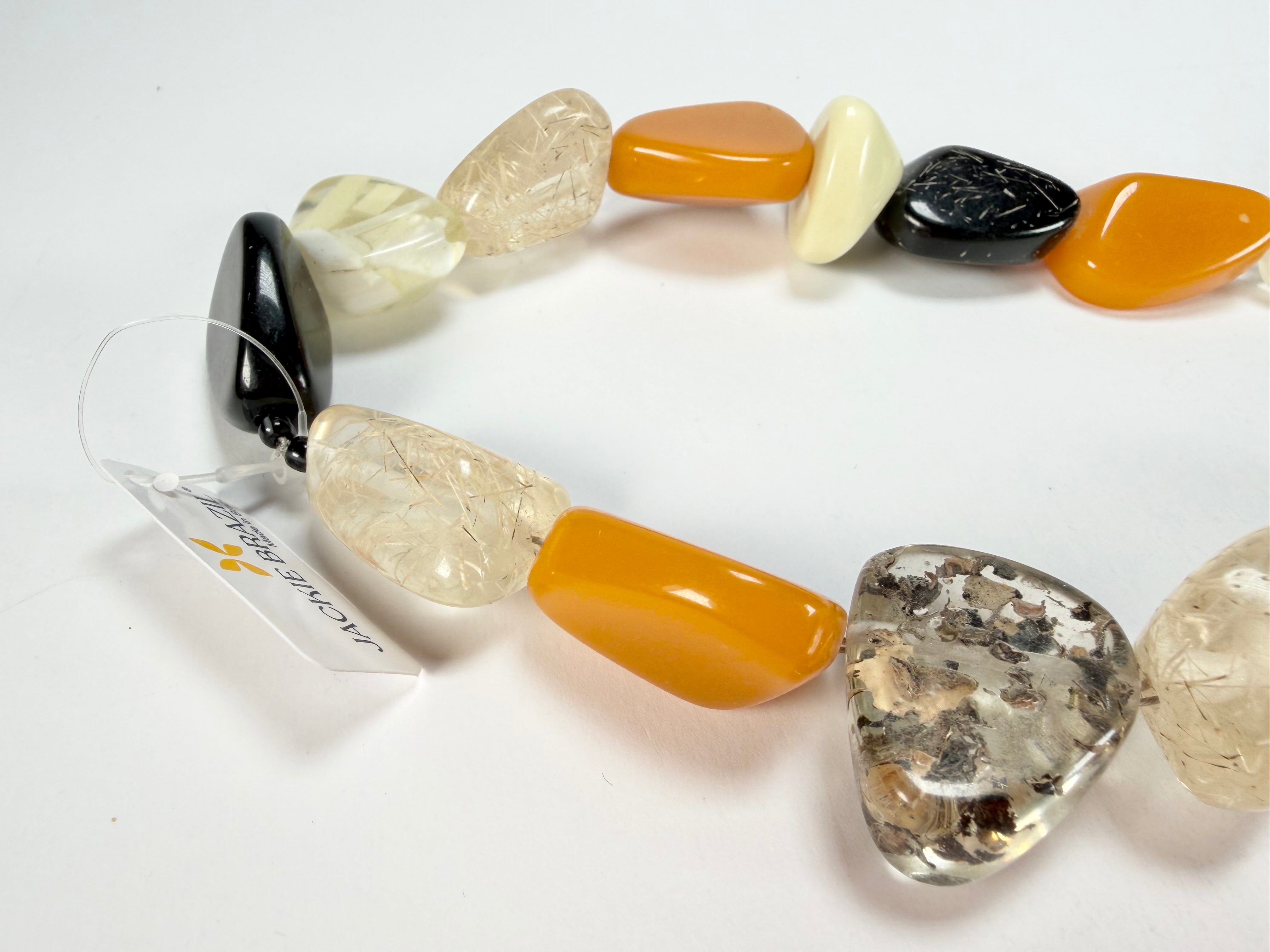 Jackie Brazil "Diamonds" Seasons Mix Flintstone Bone 80cm Necklace ( N0080 )