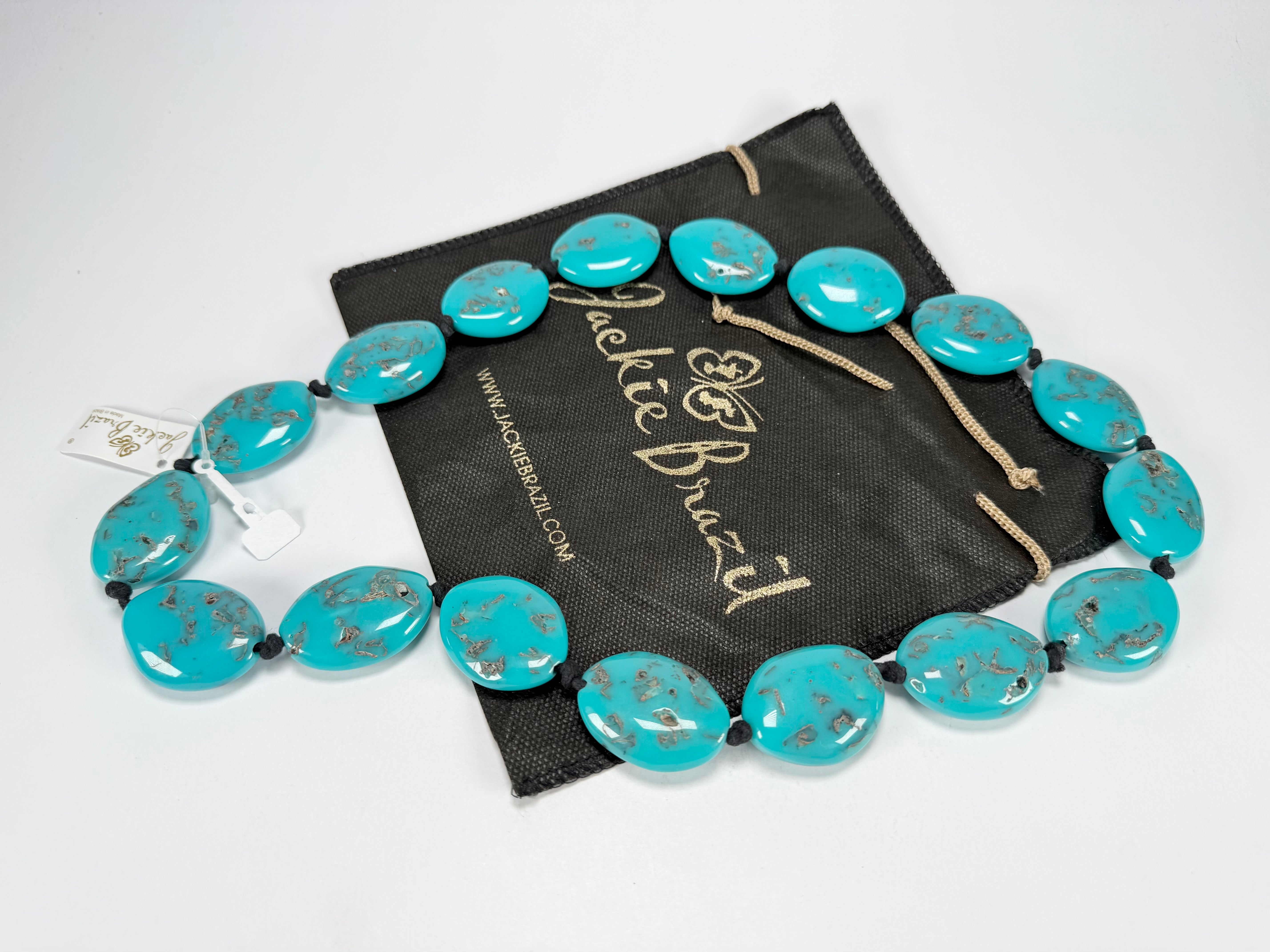 Jackie Brazil "Kathy" Turquoise Small Riverstones 70cm Necklace ( N3750 )