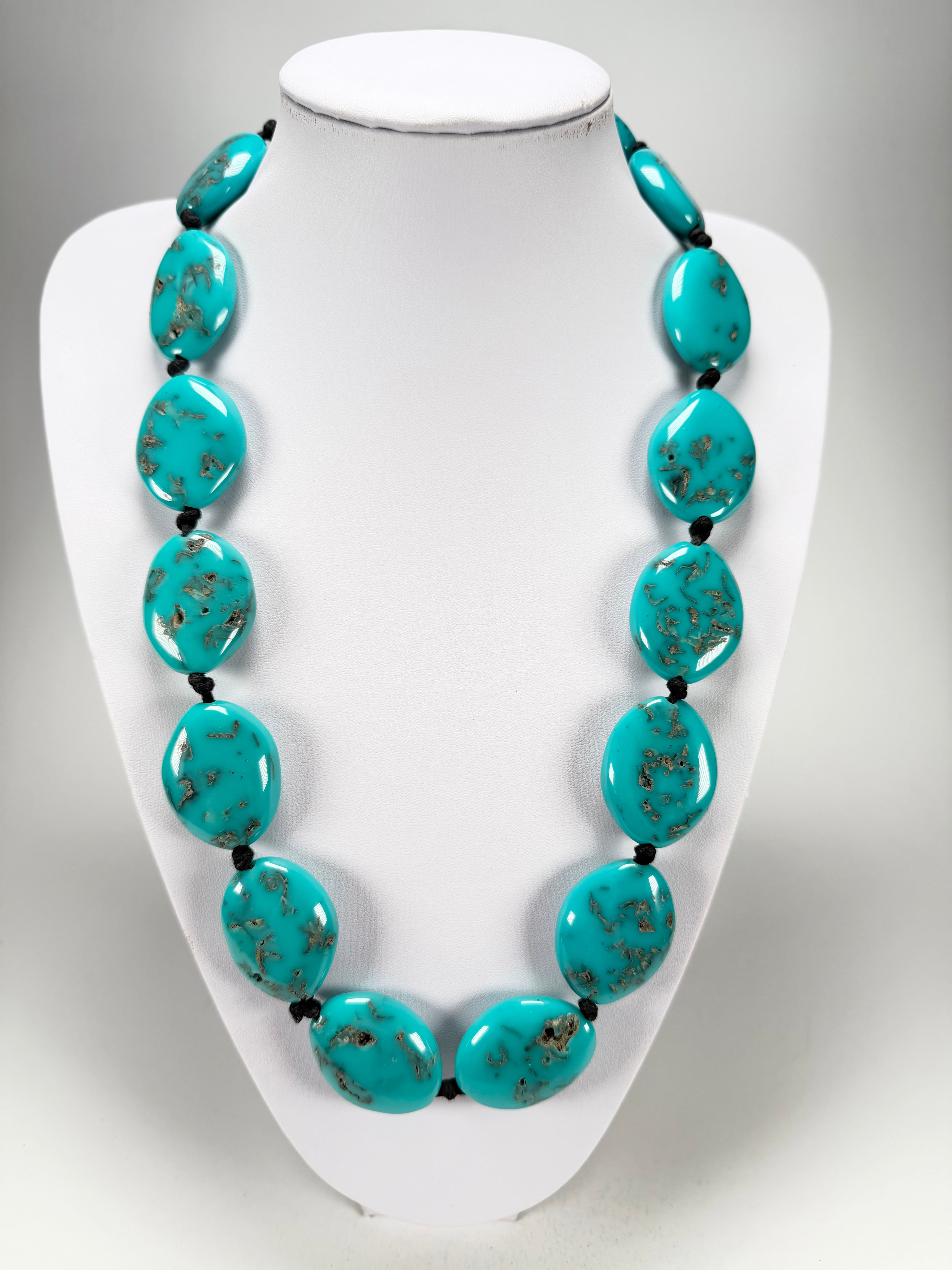 Jackie Brazil "Kathy" Turquoise Small Riverstones 70cm Necklace ( N3750 )