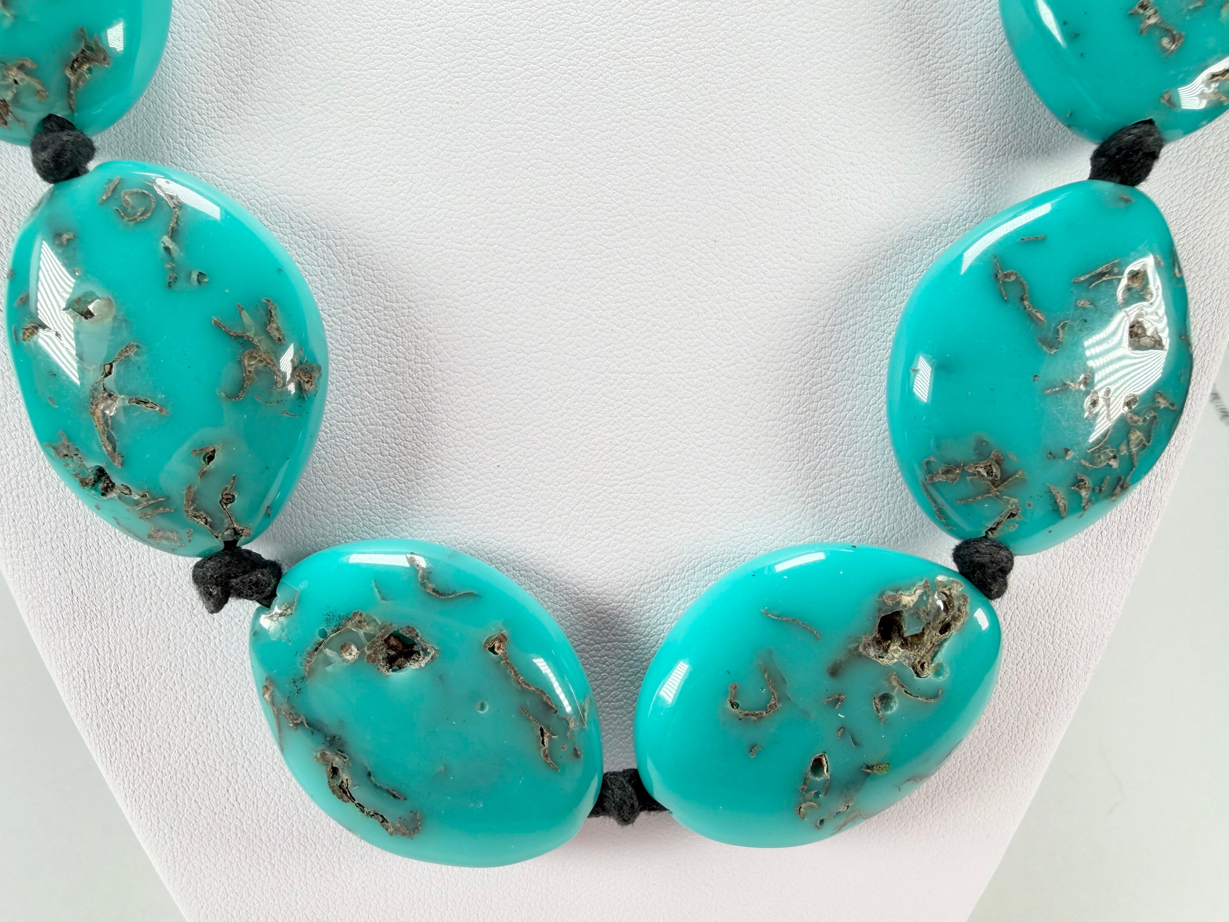 Jackie Brazil "Kathy" Turquoise Small Riverstones 70cm Necklace ( N3750 )