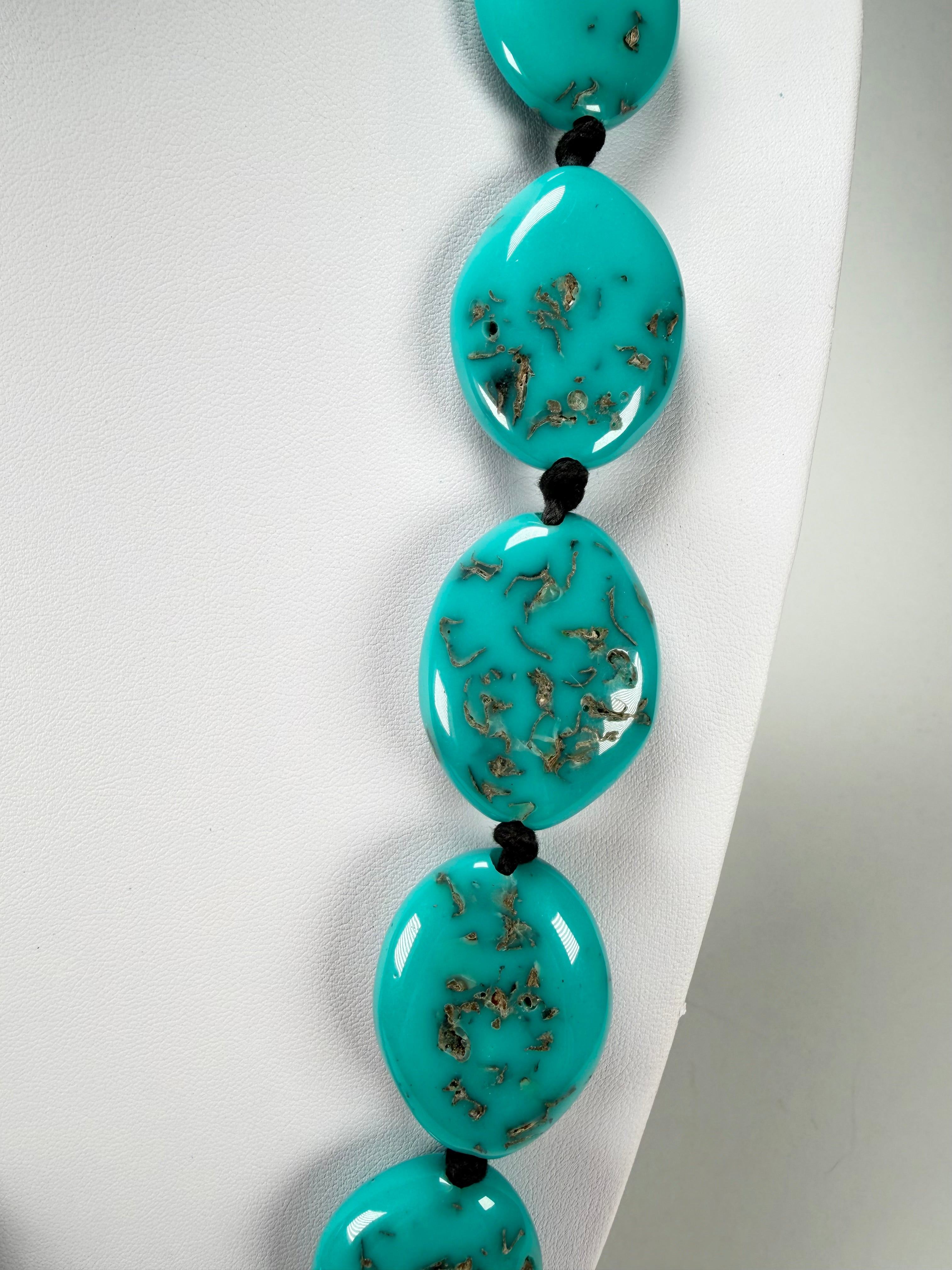 Jackie Brazil "Kathy" Turquoise Small Riverstones 70cm Necklace ( N3750 )