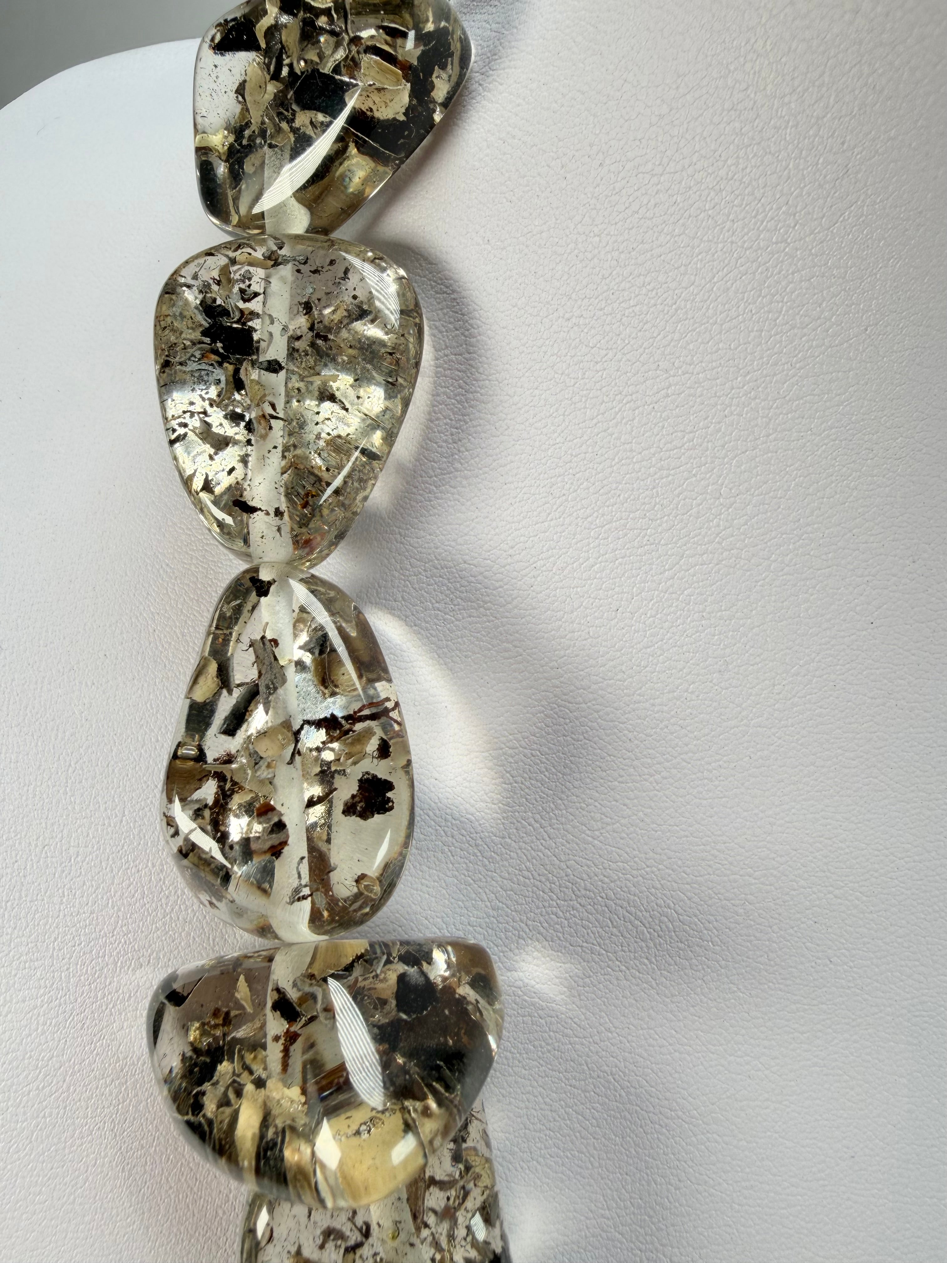 Jackie Brazil "Diamonds" Seaweed Flintstone Bone 55cm Necklace ( N0061 )