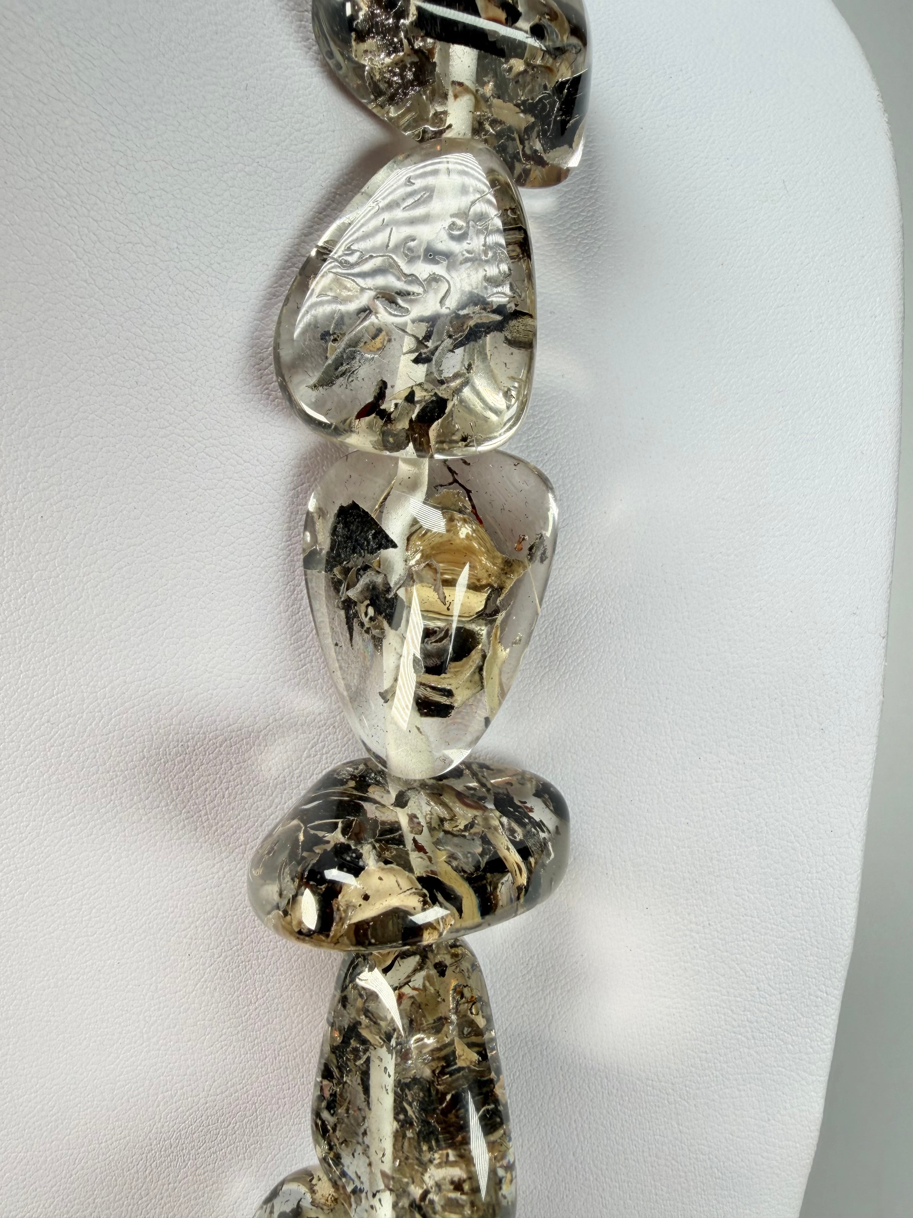 Jackie Brazil "Diamonds" Seaweed Flintstone Bone 55cm Necklace ( N0061 )
