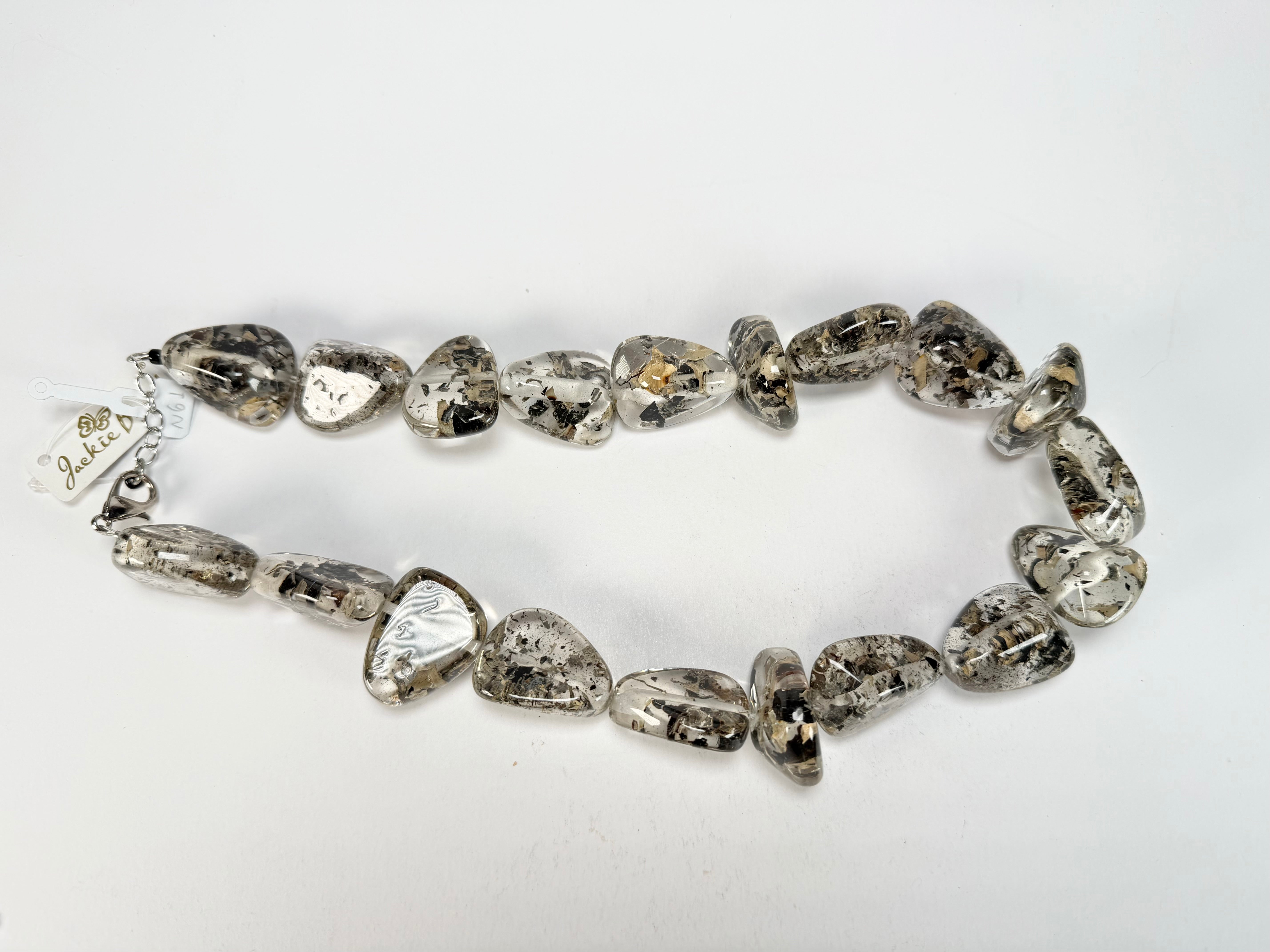 Jackie Brazil "Diamonds" Seaweed Flintstone Bone 55cm Necklace ( N0061 )