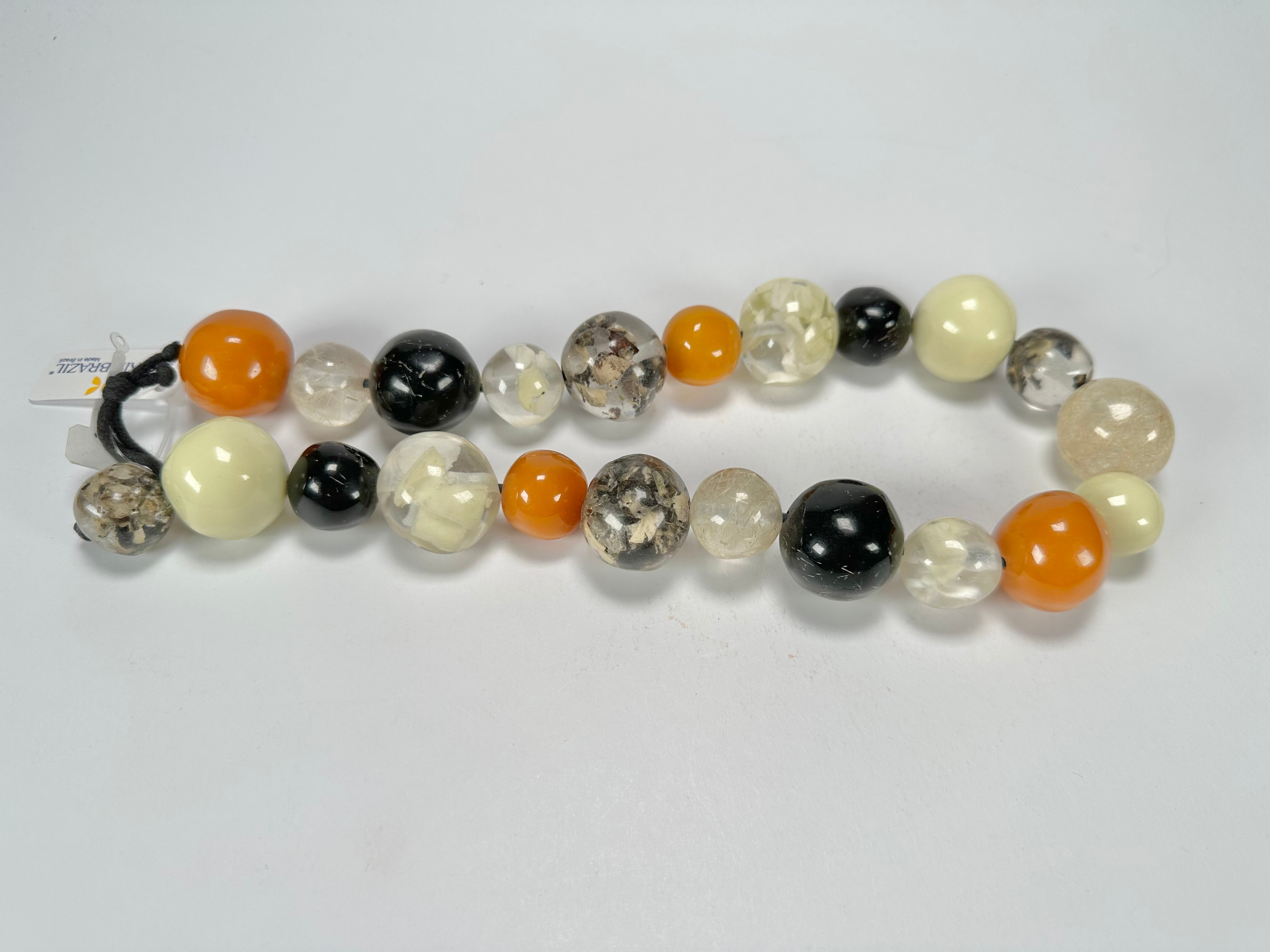 Jackie Brazil "Large Spheres" Seasons Mix Short Abstract Necklace 50cm ( N2692 )