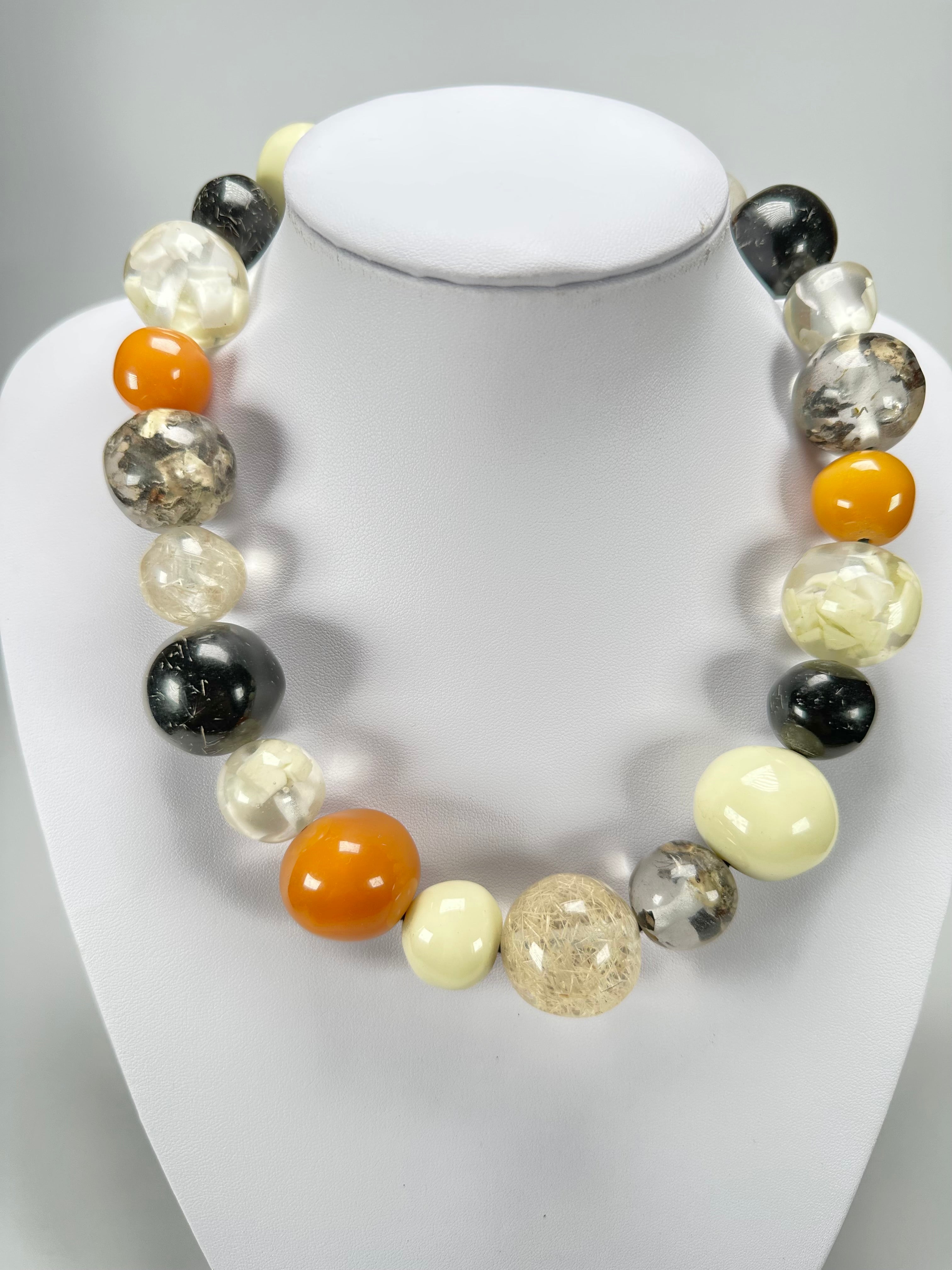 Jackie Brazil "Large Spheres" Seasons Mix Short Abstract Necklace 50cm ( N2692 )