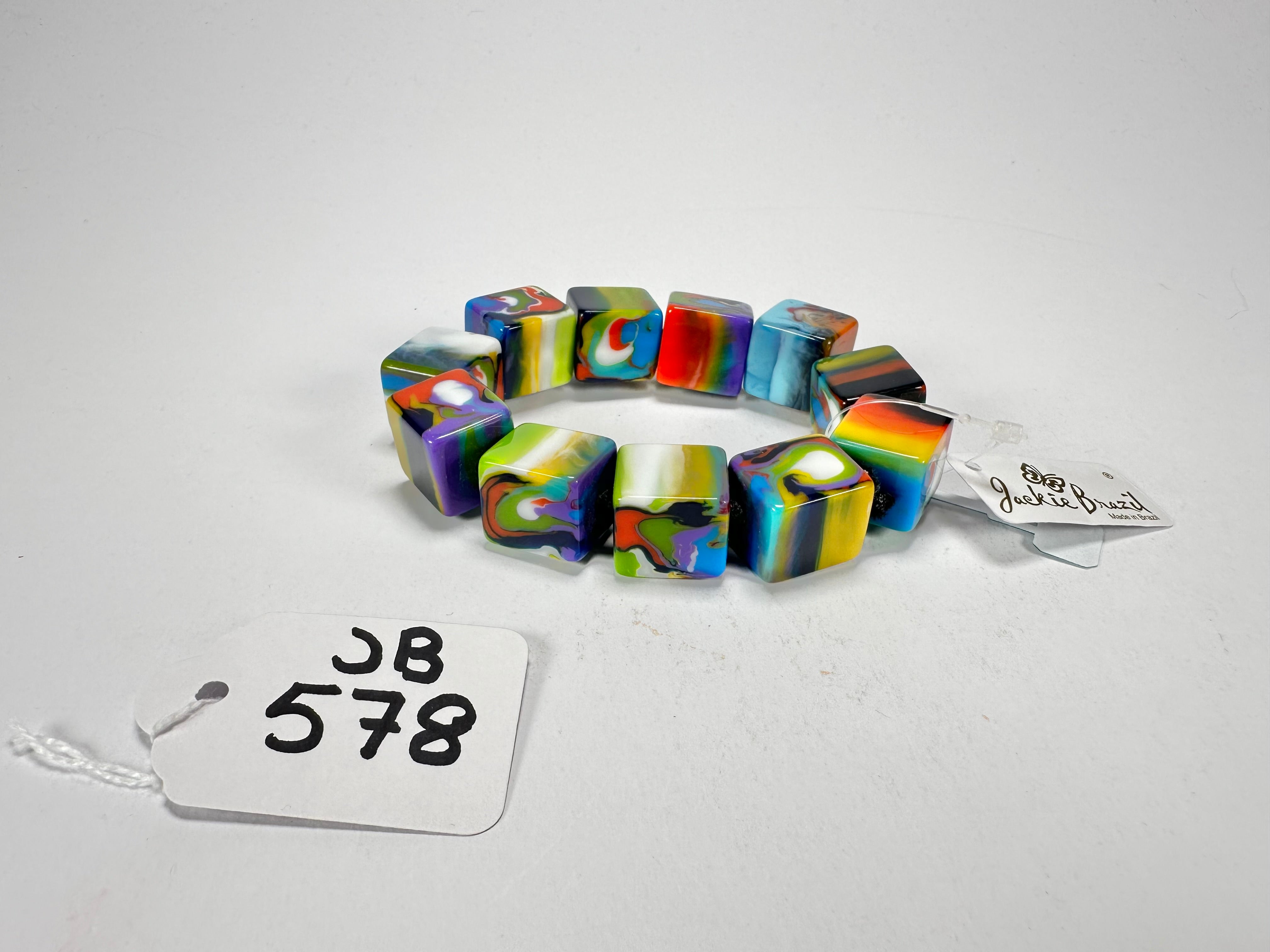Jackie Brazil "Kandinsky" Liquorice Small Cubes Bracelet ( B0224 )