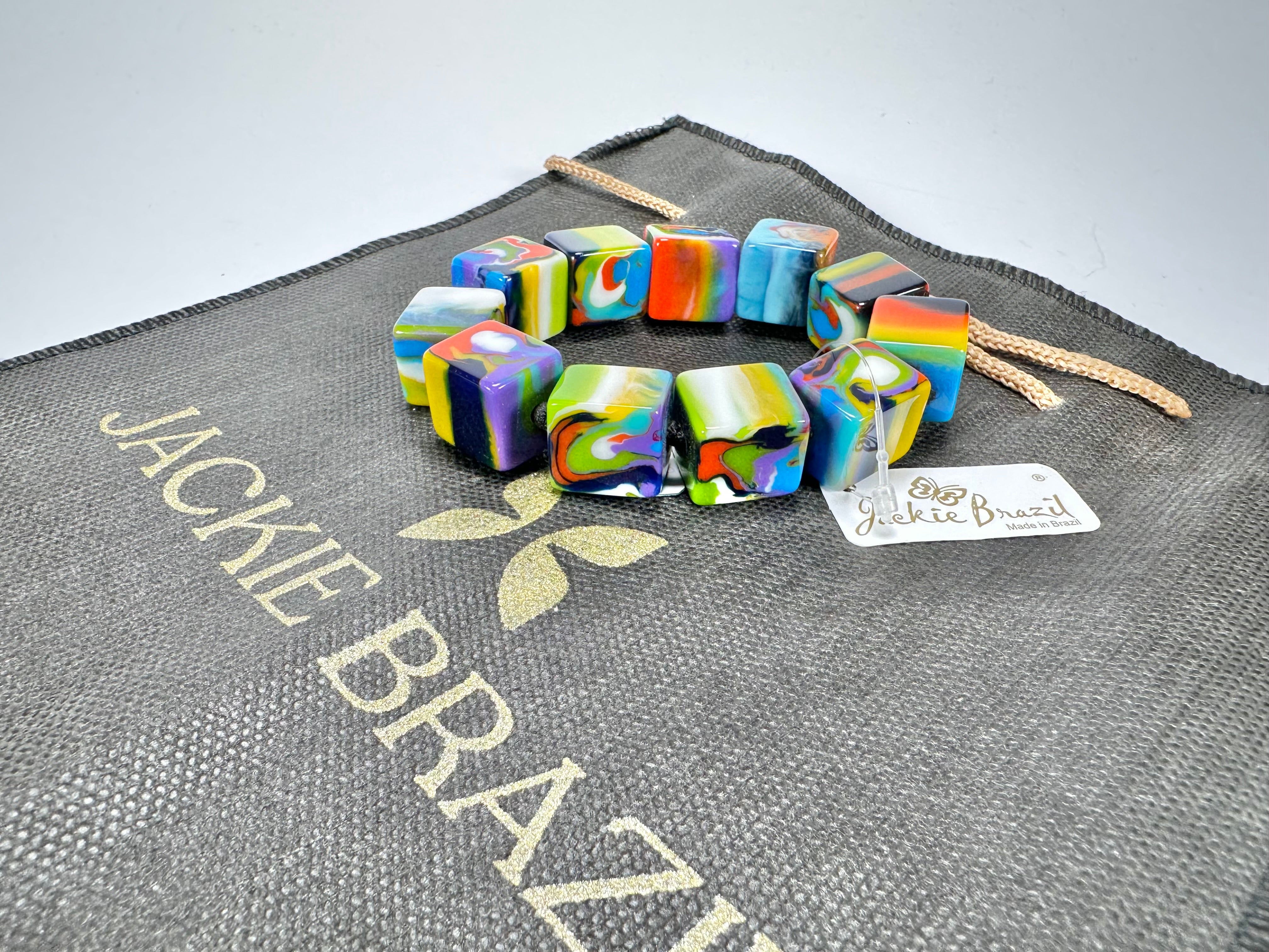 Jackie Brazil "Kandinsky" Liquorice Small Cubes Bracelet ( B0224 )