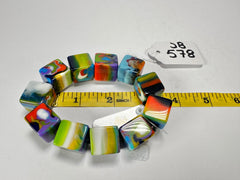 Jackie Brazil "Kandinsky" Liquorice Small Cubes Bracelet ( B0224 )