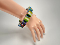 Jackie Brazil "Kandinsky" Liquorice Small Cubes Bracelet ( B0224 )