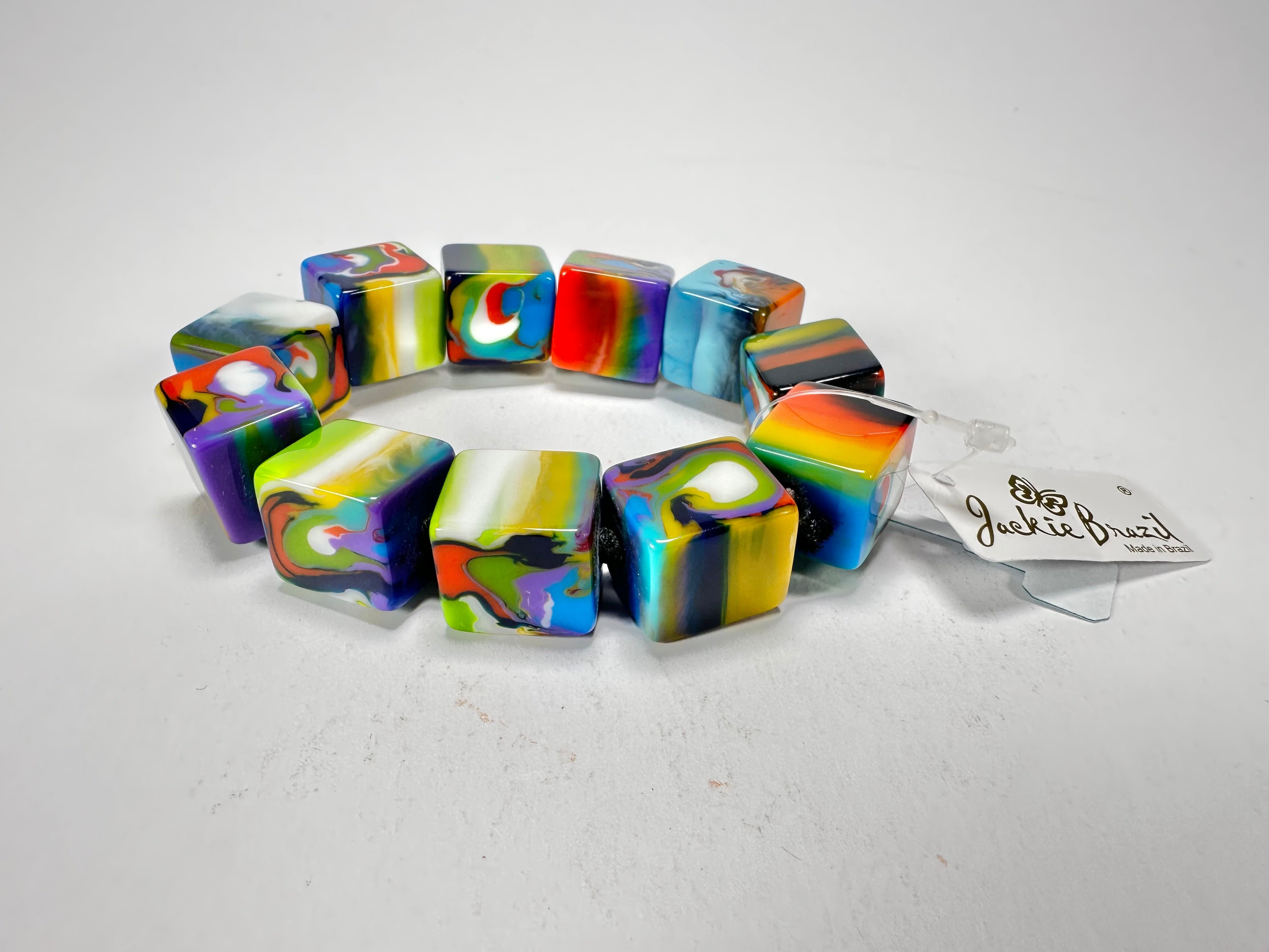 Jackie Brazil "Kandinsky" Liquorice Small Cubes Bracelet ( B0224 )