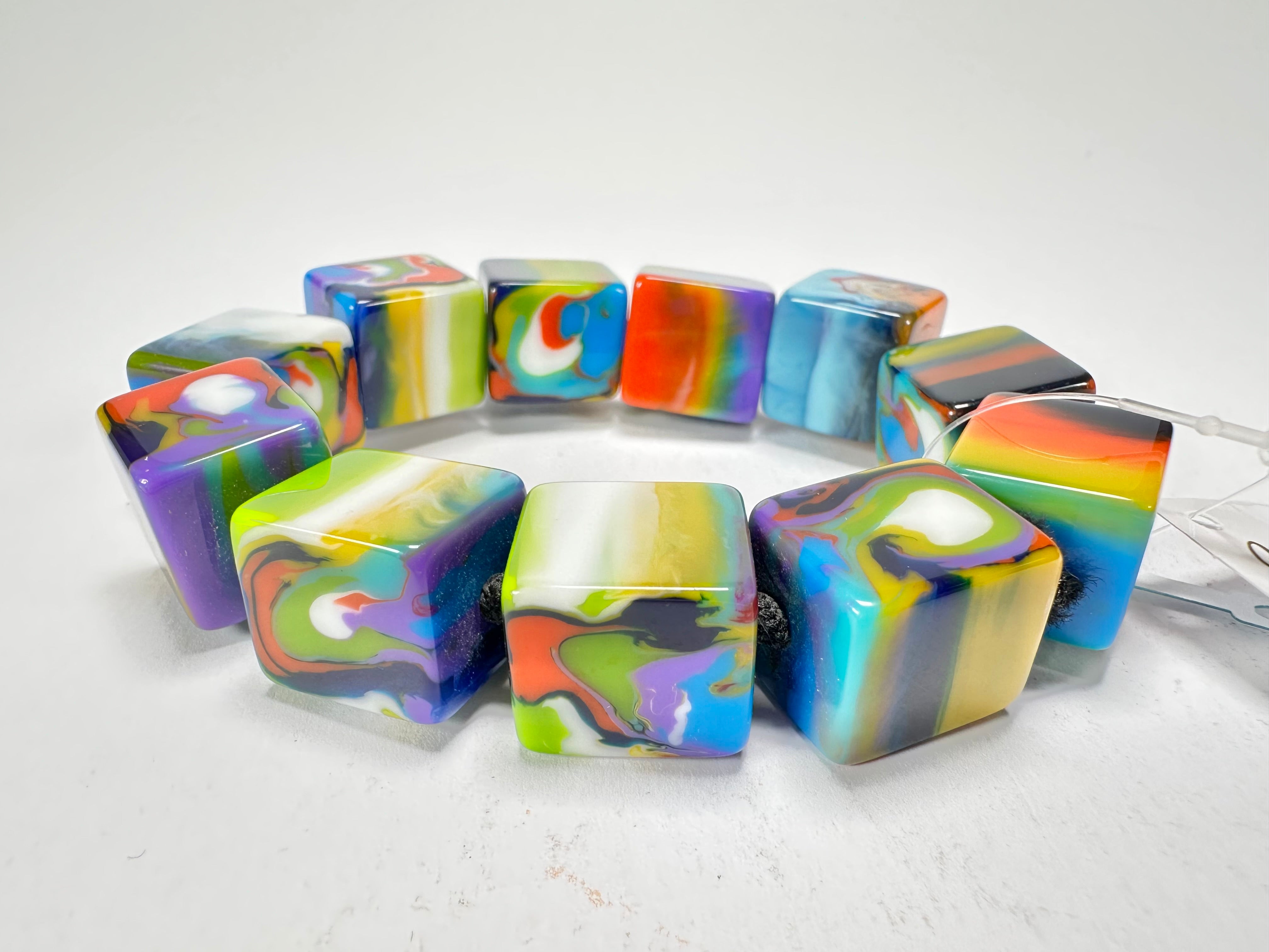 Jackie Brazil "Kandinsky" Liquorice Small Cubes Bracelet ( B0224 )