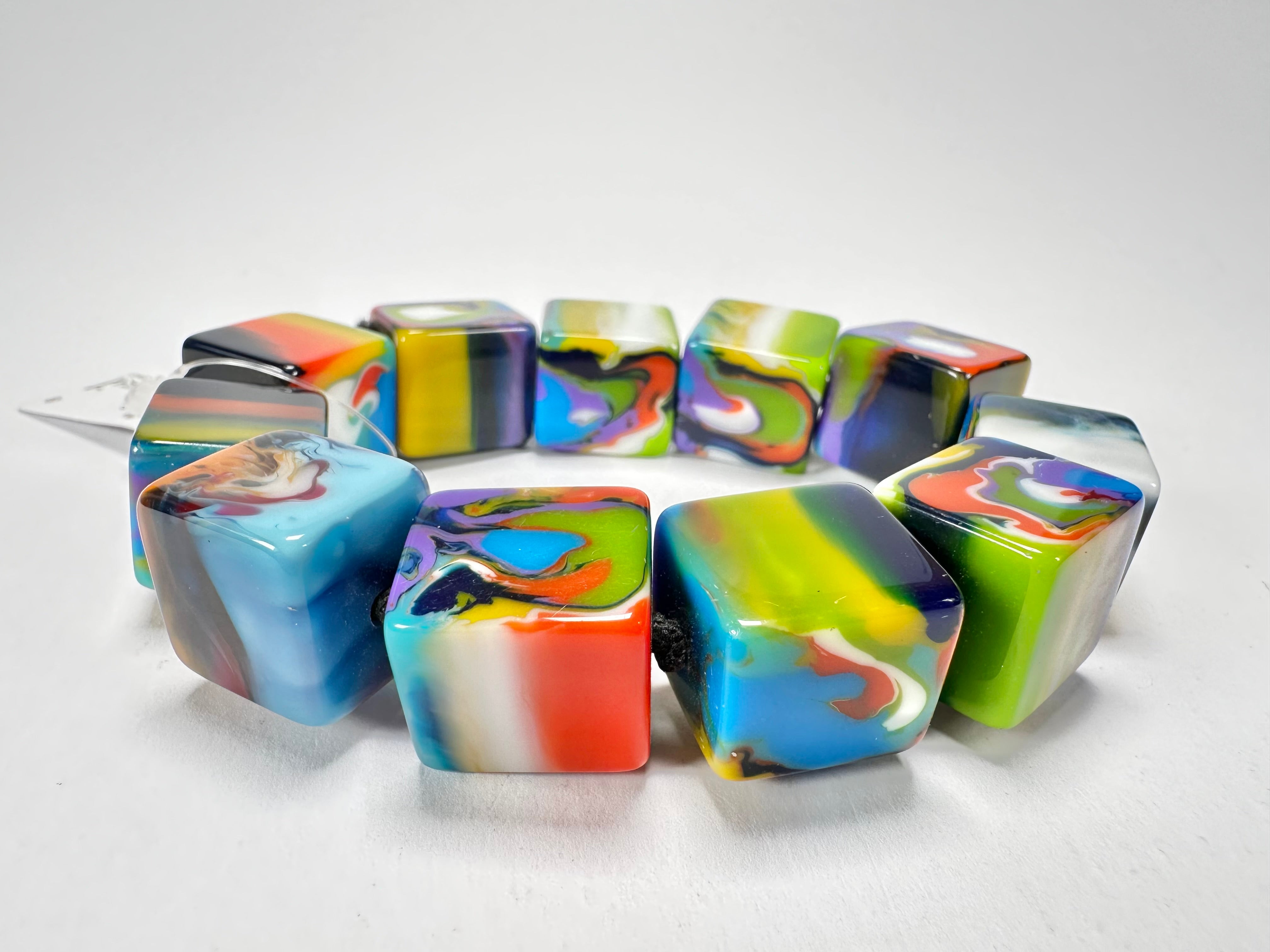 Jackie Brazil "Kandinsky" Liquorice Small Cubes Bracelet ( B0224 )