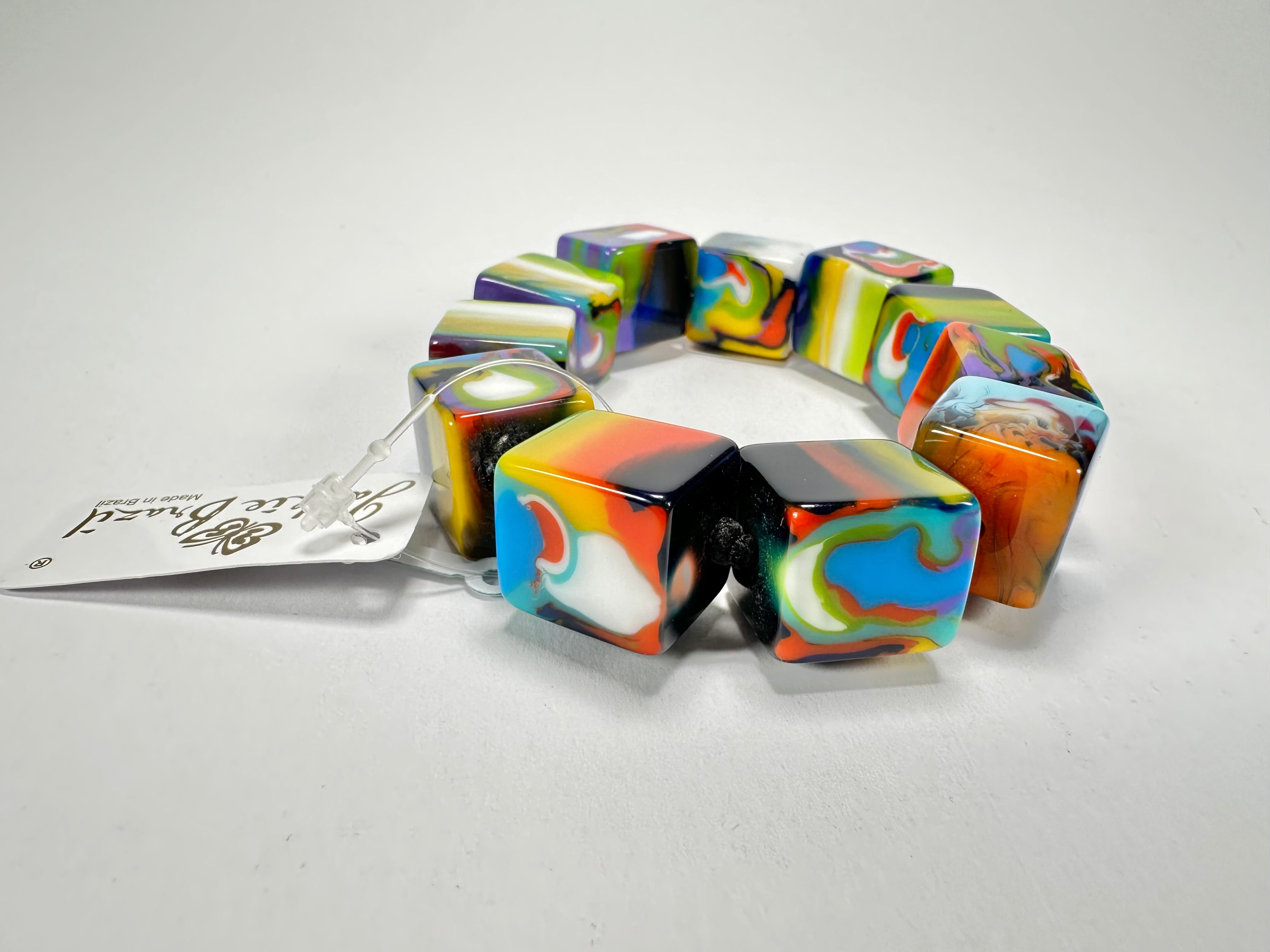 Jackie Brazil "Kandinsky" Liquorice Small Cubes Bracelet ( B0224 )