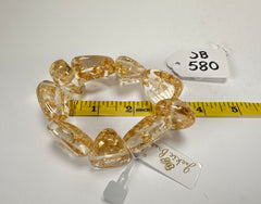 Jackie Brazil "Diamonds" Gold Flakes Flintstone Bone Bracelet ( B0211 )