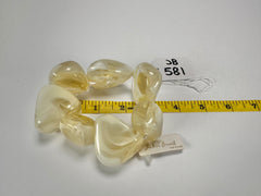 Jackie Brazil "Vesubio" Large Cusco Stones Cream Marble Elasticated Bracelet ( B1613 )