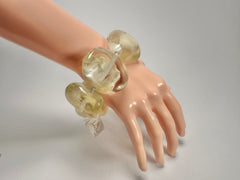 Jackie Brazil "Vesubio" Large Cusco Stones Cream Marble Elasticated Bracelet ( B1613 )