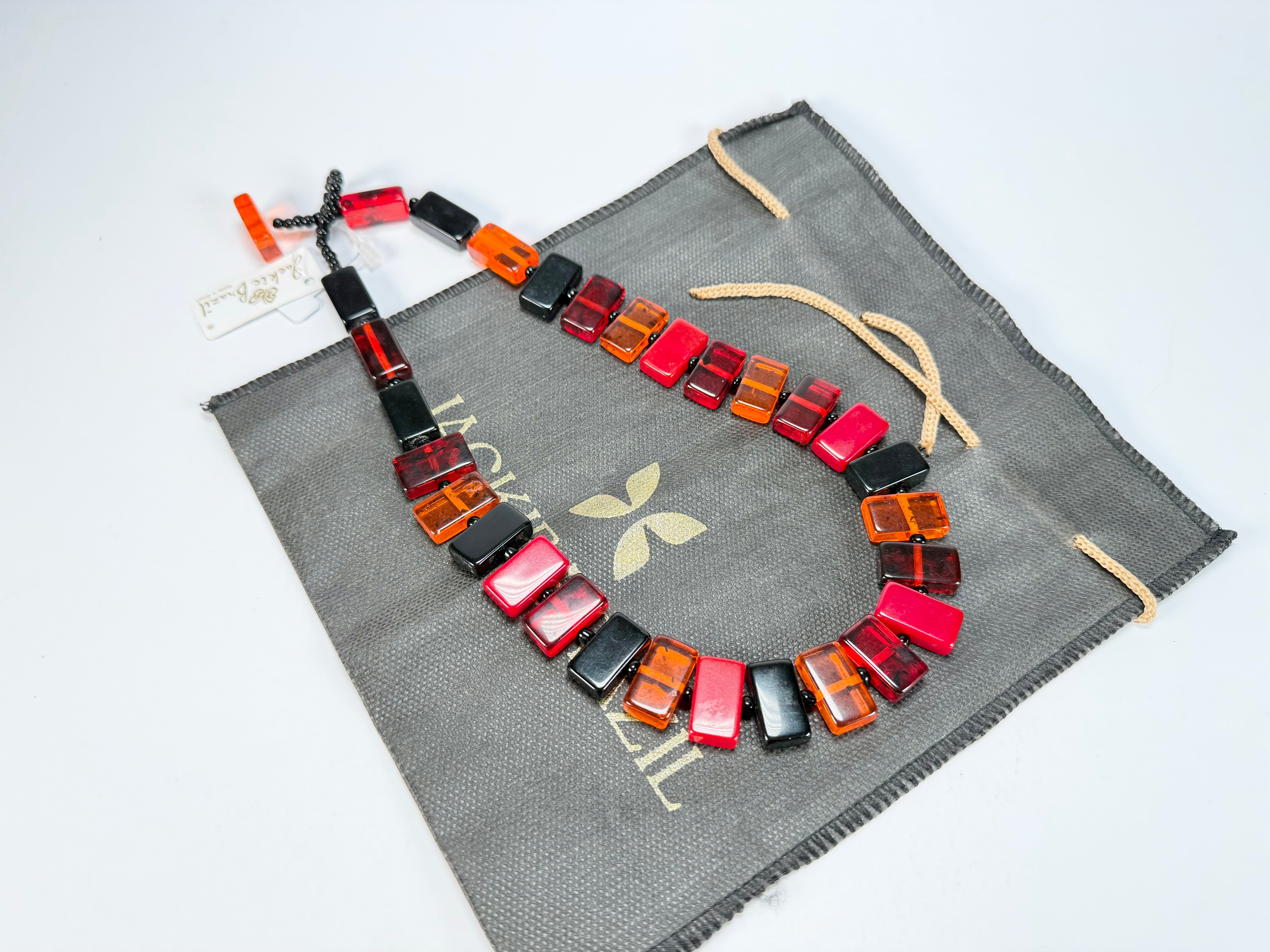 Jackie Brazil "Romeo" Passion Mix Linked Rectangle Beads Necklace ( N0034 )